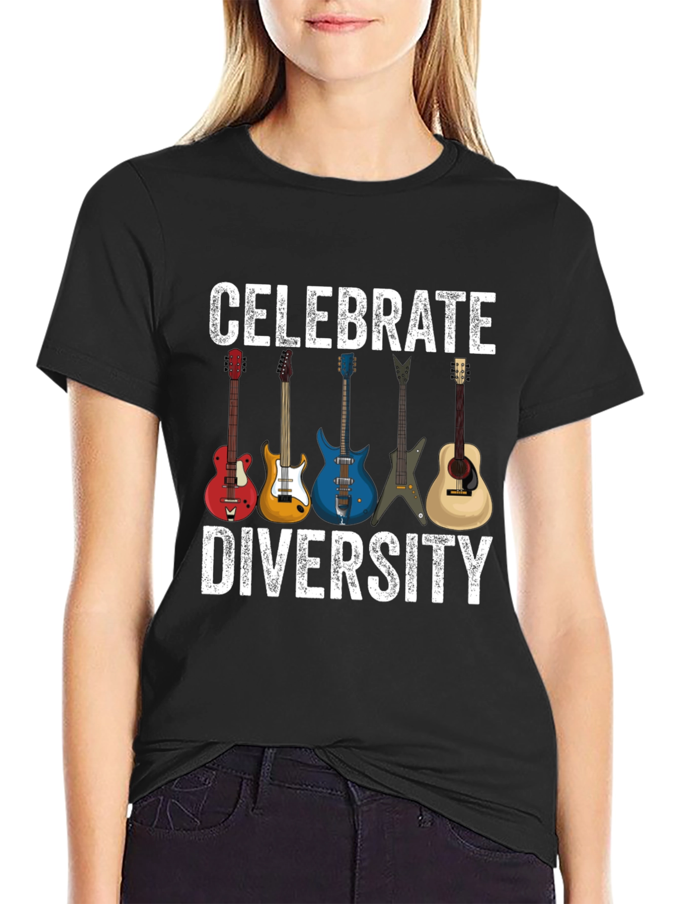 Celebrate Diversity Guitar T-Shirt - Music Lover Tee
