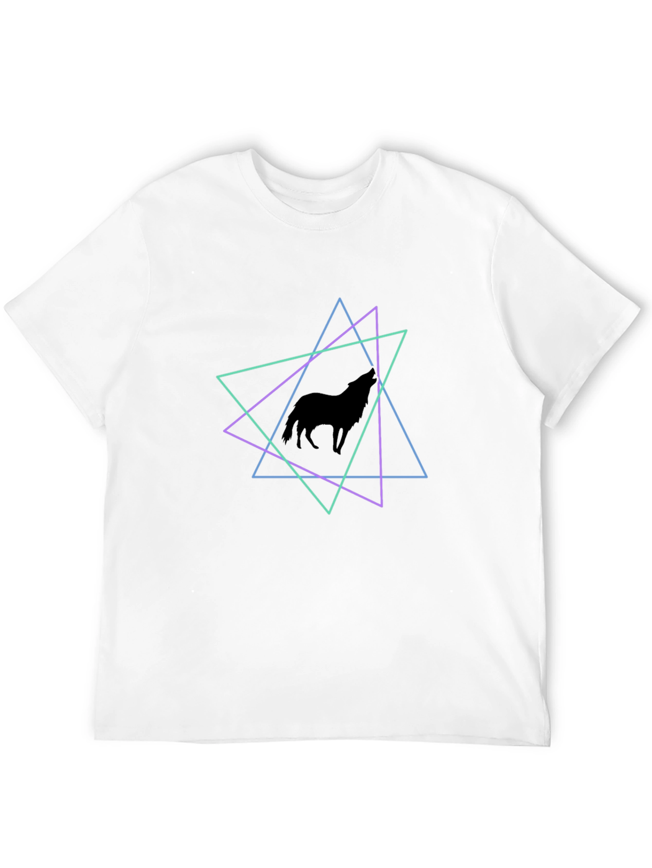 Geometric Wolf T-Shirt - Black