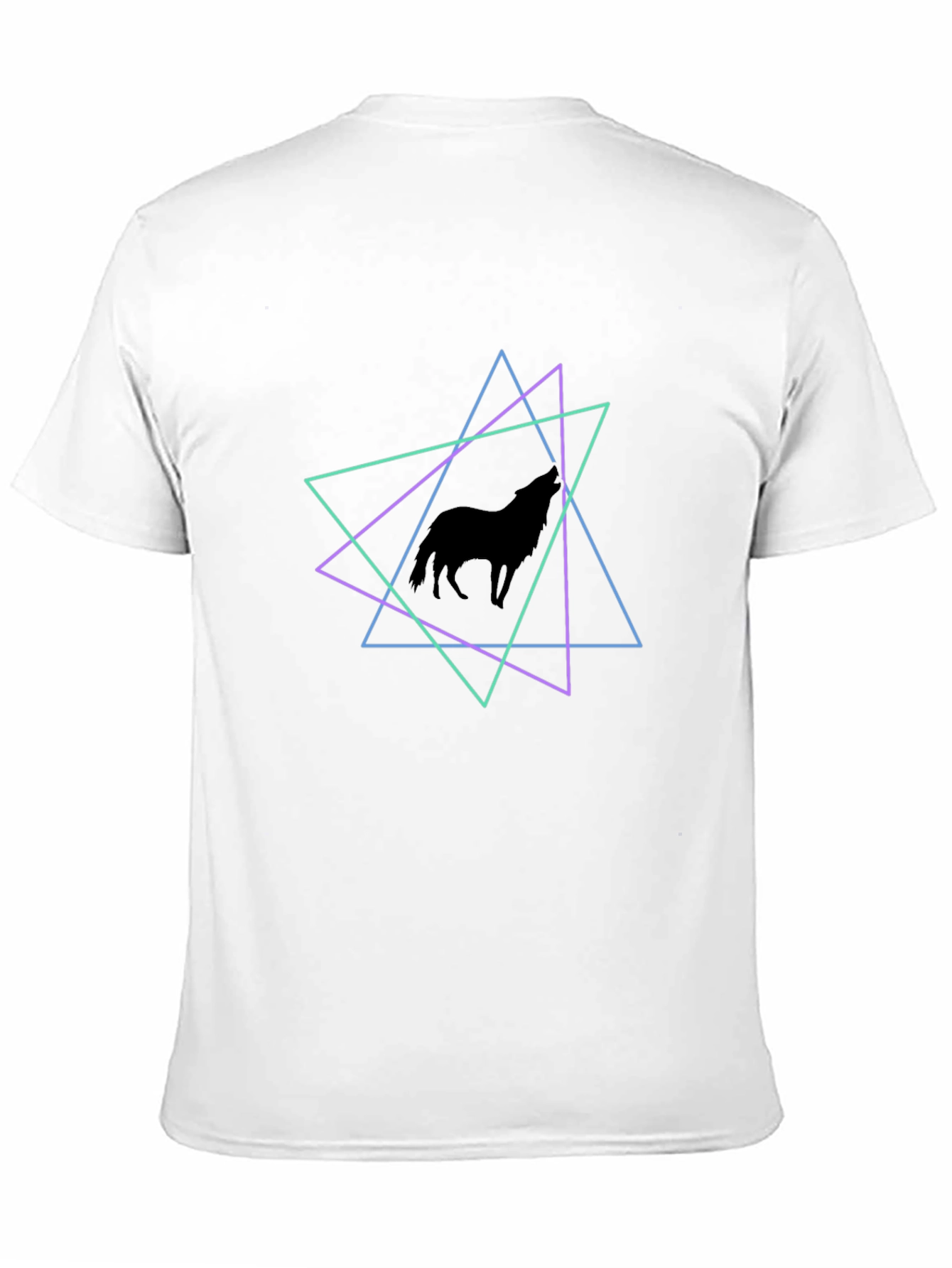 Geometric Wolf T-Shirt - Black