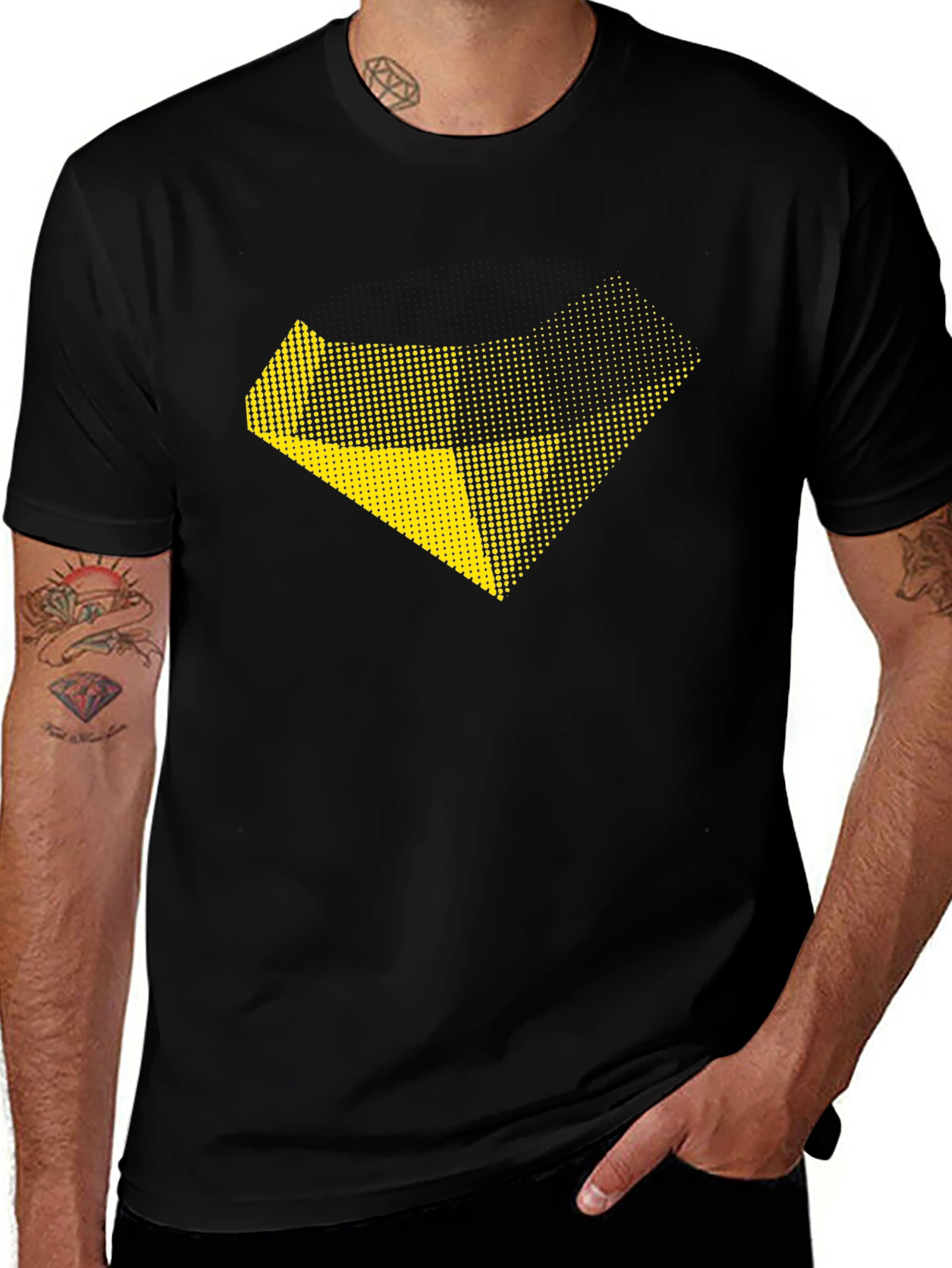 Modern Graphic Print Black T-Shirt