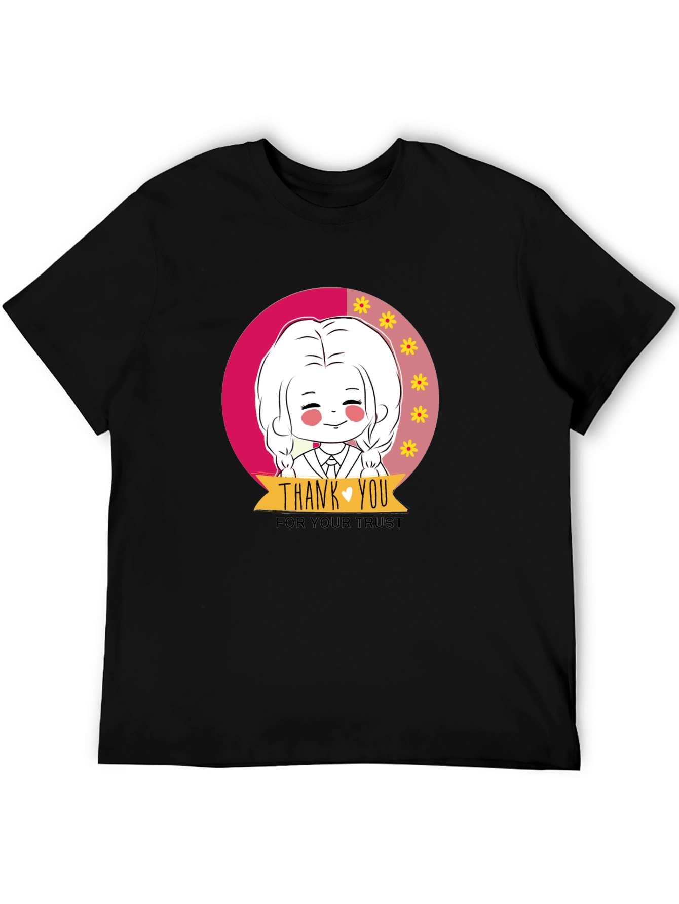 Cute Cartoon Graphic Print Black T-Shirt