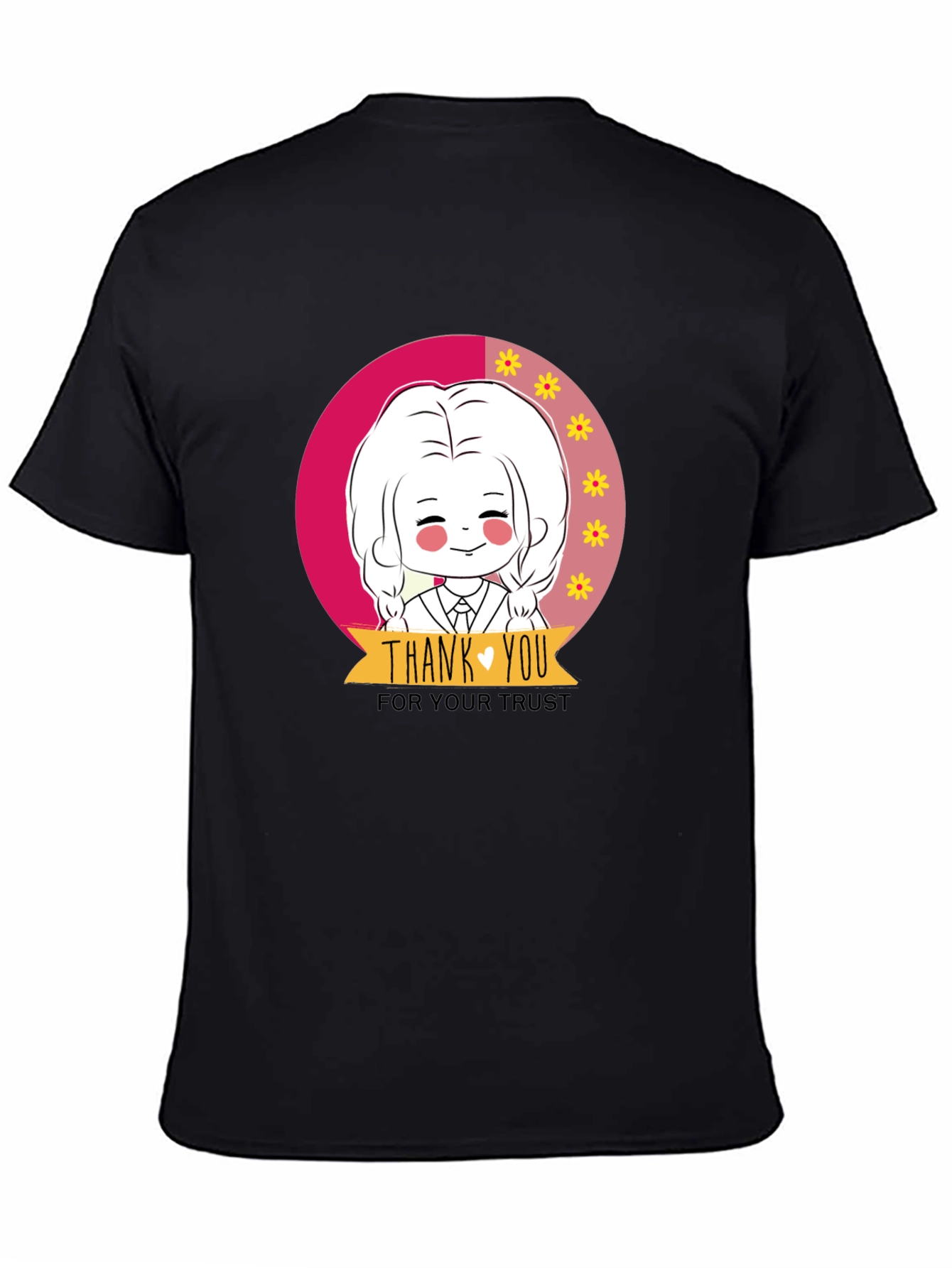 Cute Cartoon Graphic Print Black T-Shirt
