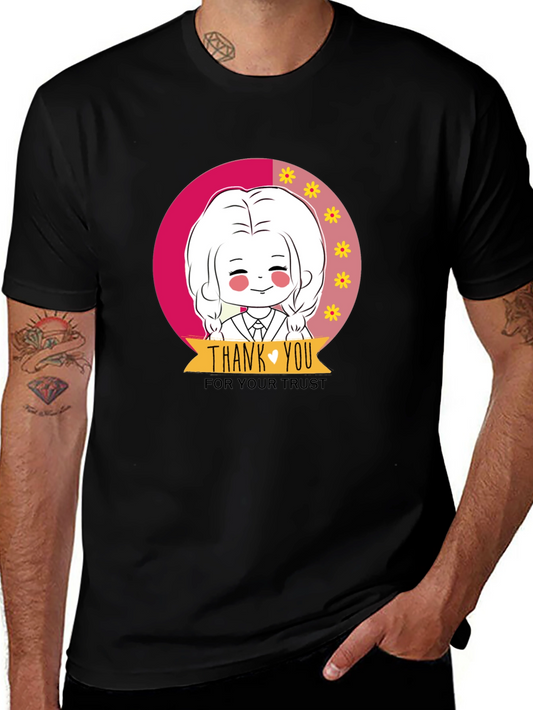 Cute Cartoon Graphic Print Black T-Shirt