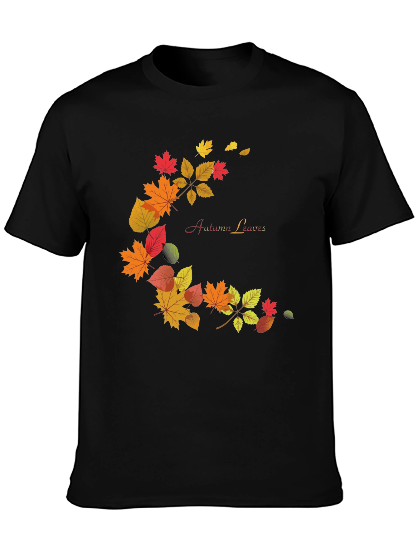 Autumn Leaves Graphic Black T-Shirt