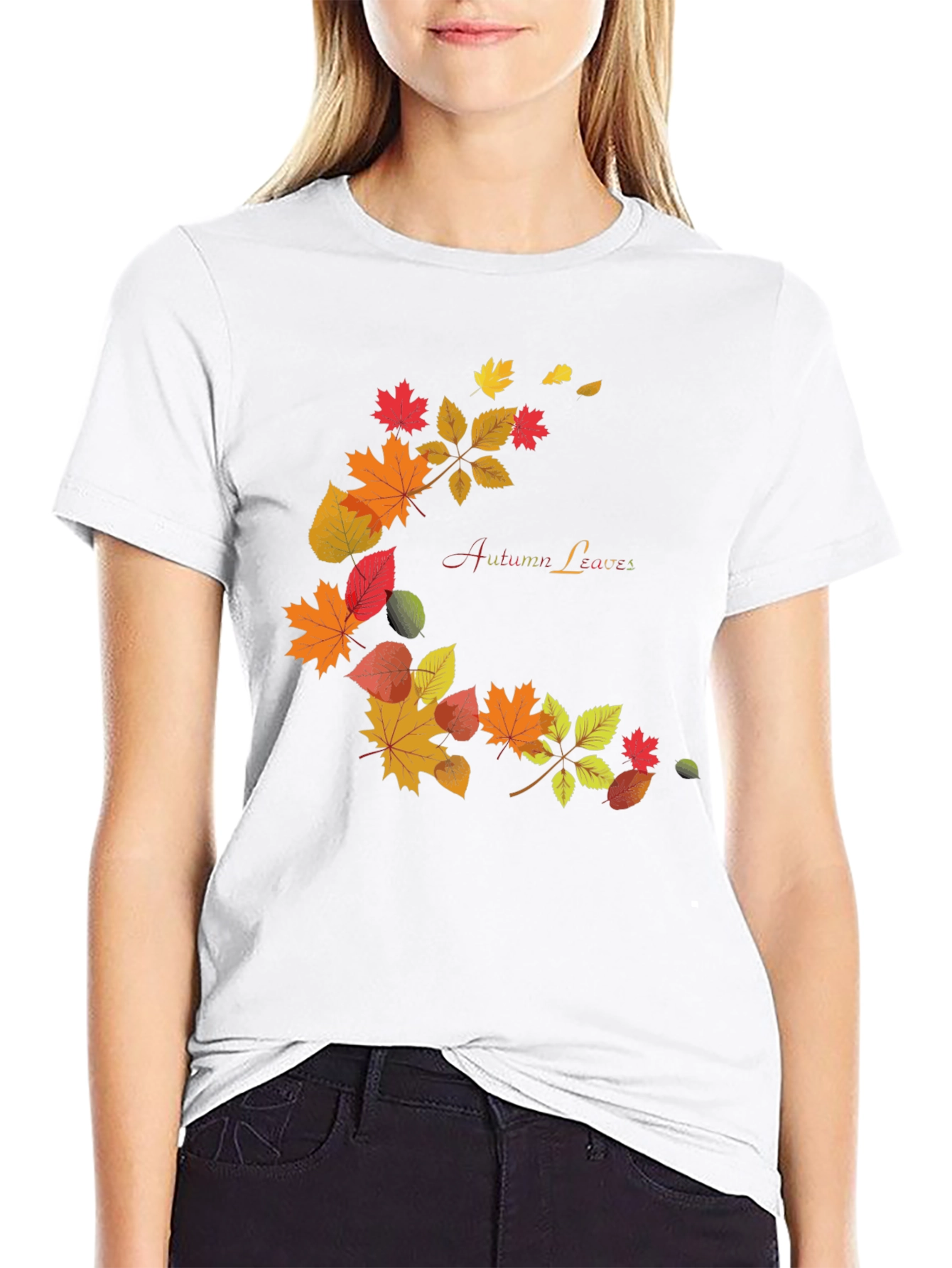 Autumn Leaves Graphic Black T-Shirt