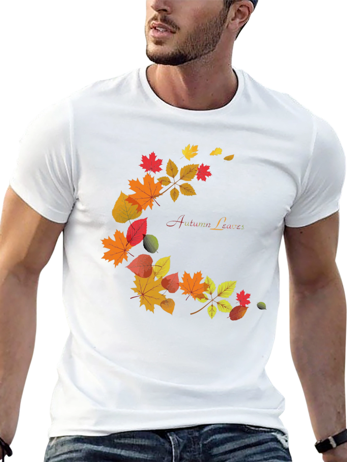 Autumn Leaves Graphic Black T-Shirt