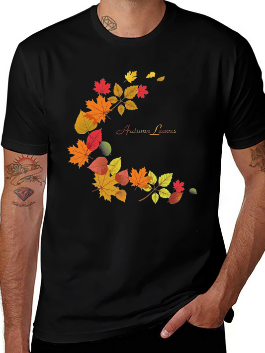 Autumn Leaves Graphic Black T-Shirt