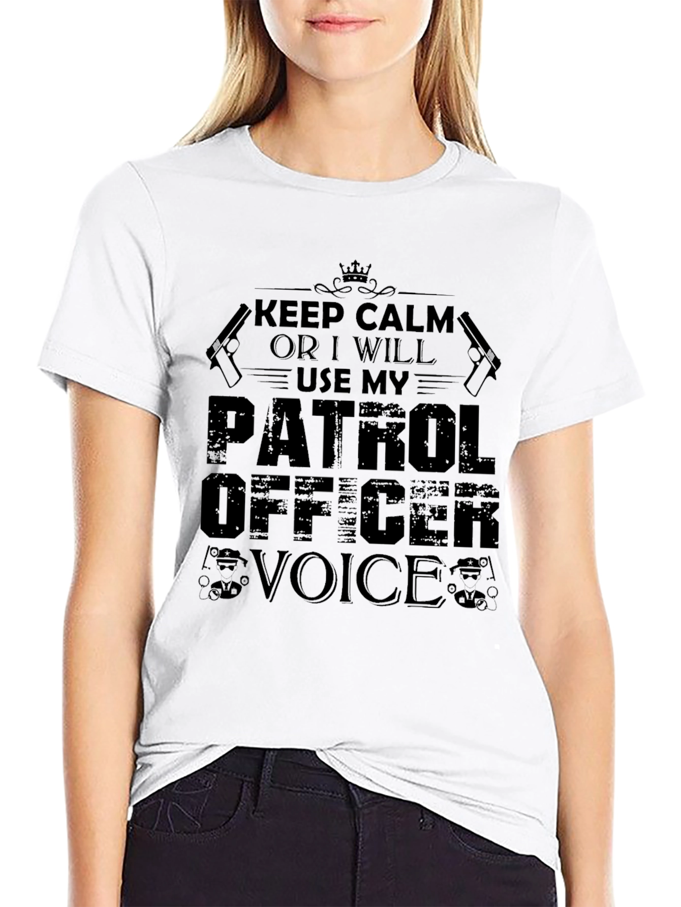 Keep Calm Patrol Officer Black Graphic T-Shirt