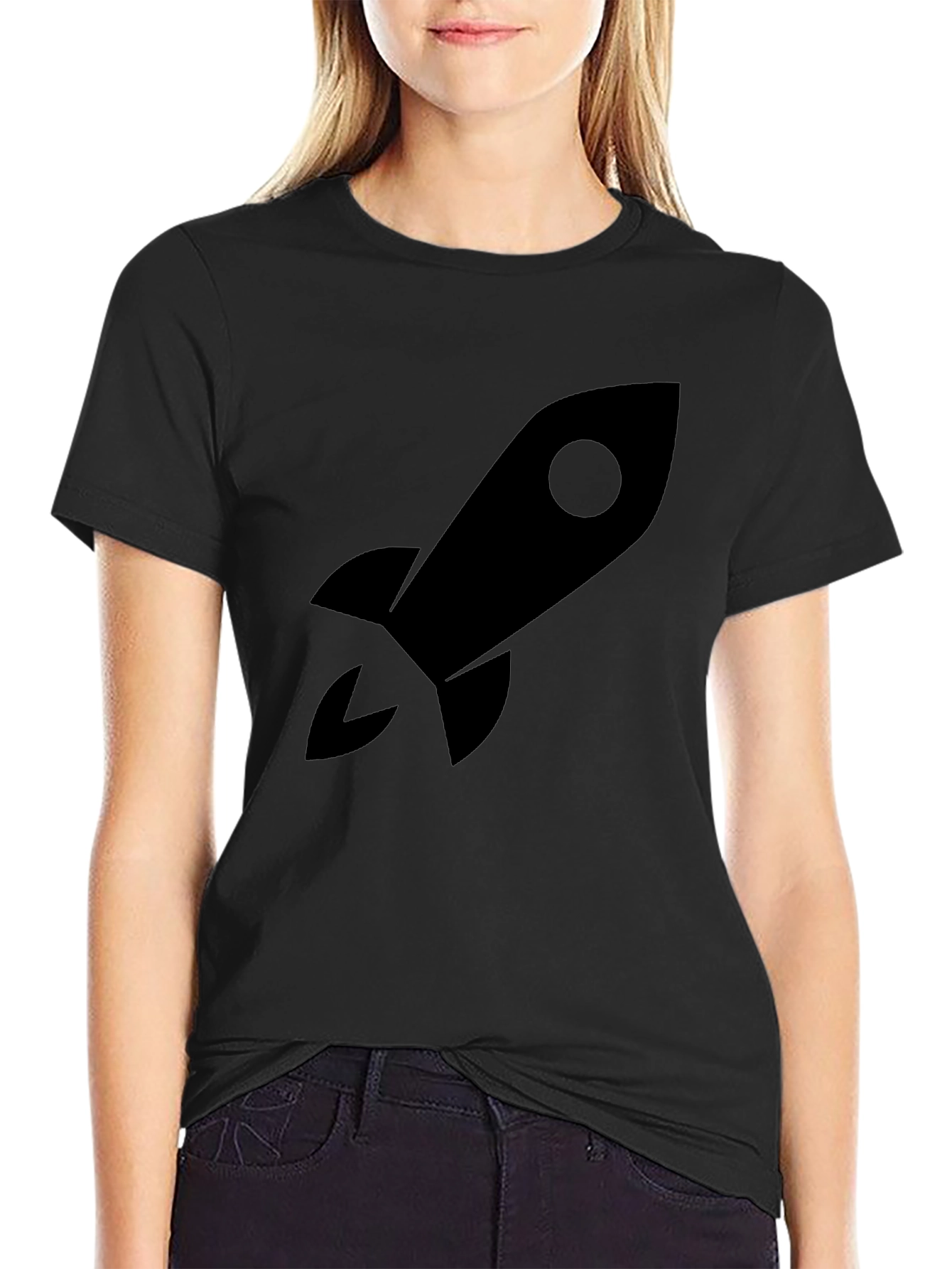 Black Rocket Graphic Tee - Blast Off in Style!