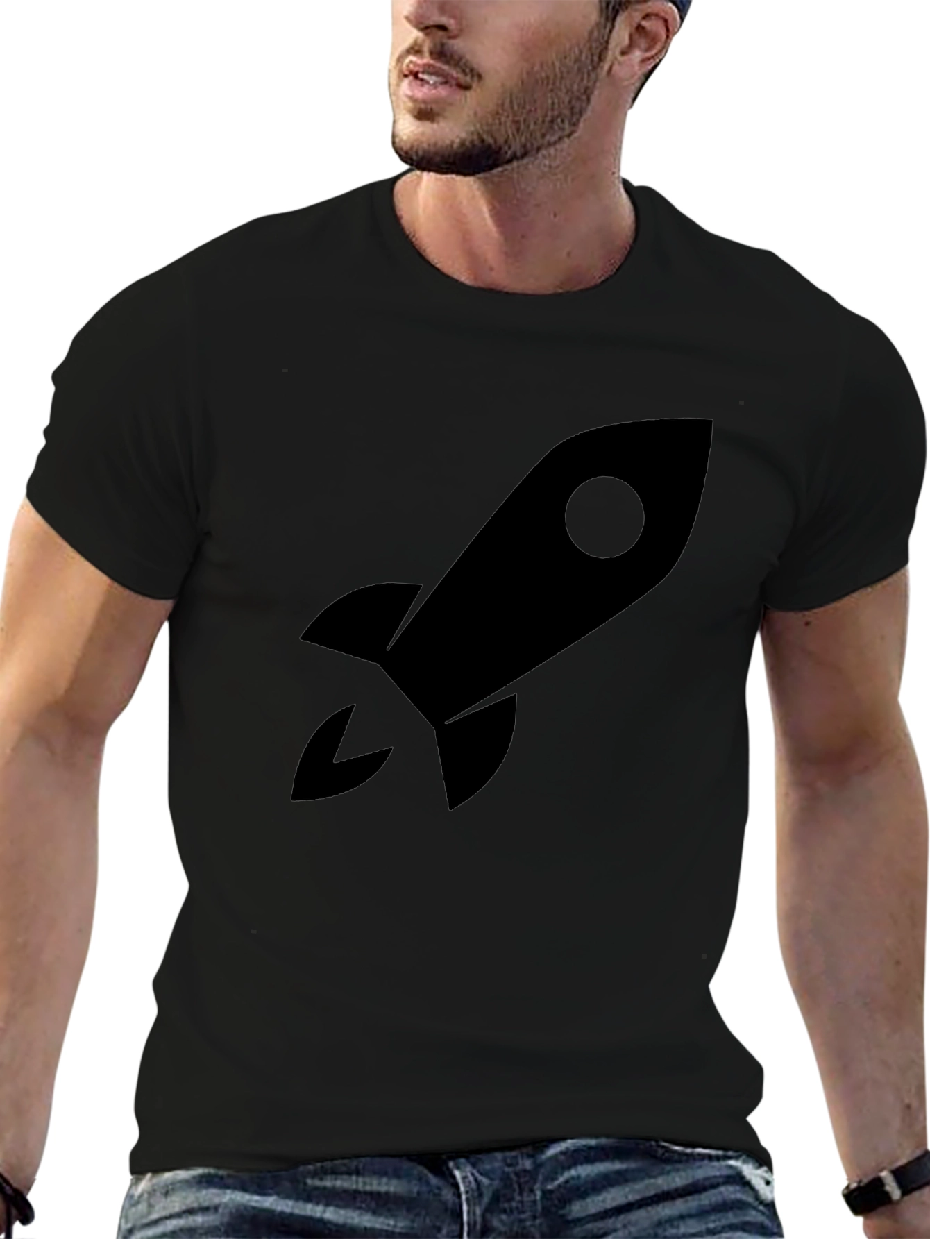 Black Rocket Graphic Tee - Blast Off in Style!