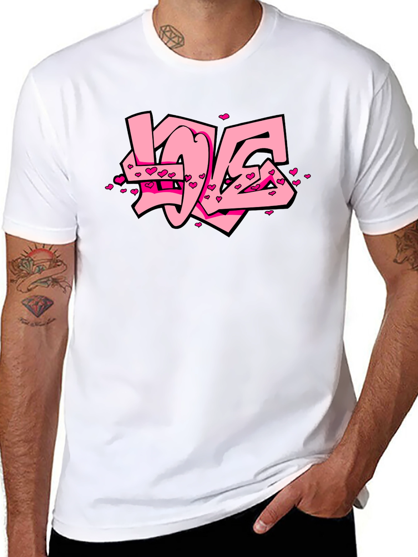 Love Graffiti Black T-Shirt Valentines Day Gift
