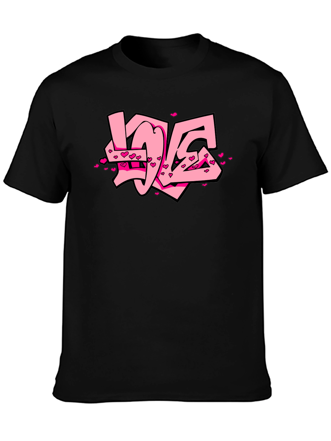 Love Graffiti Black T-Shirt Valentines Day Gift