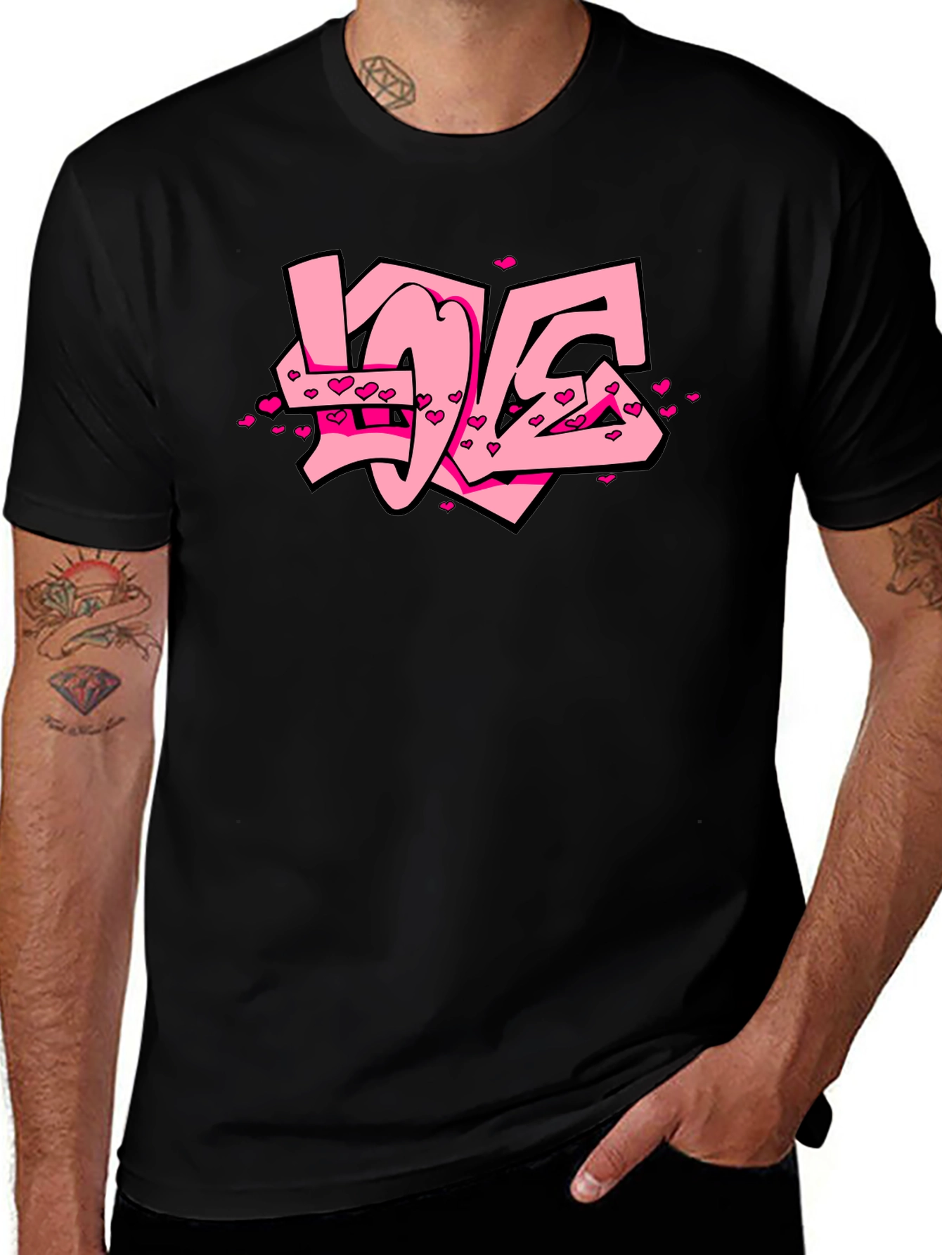 Love Graffiti Black T-Shirt Valentines Day Gift