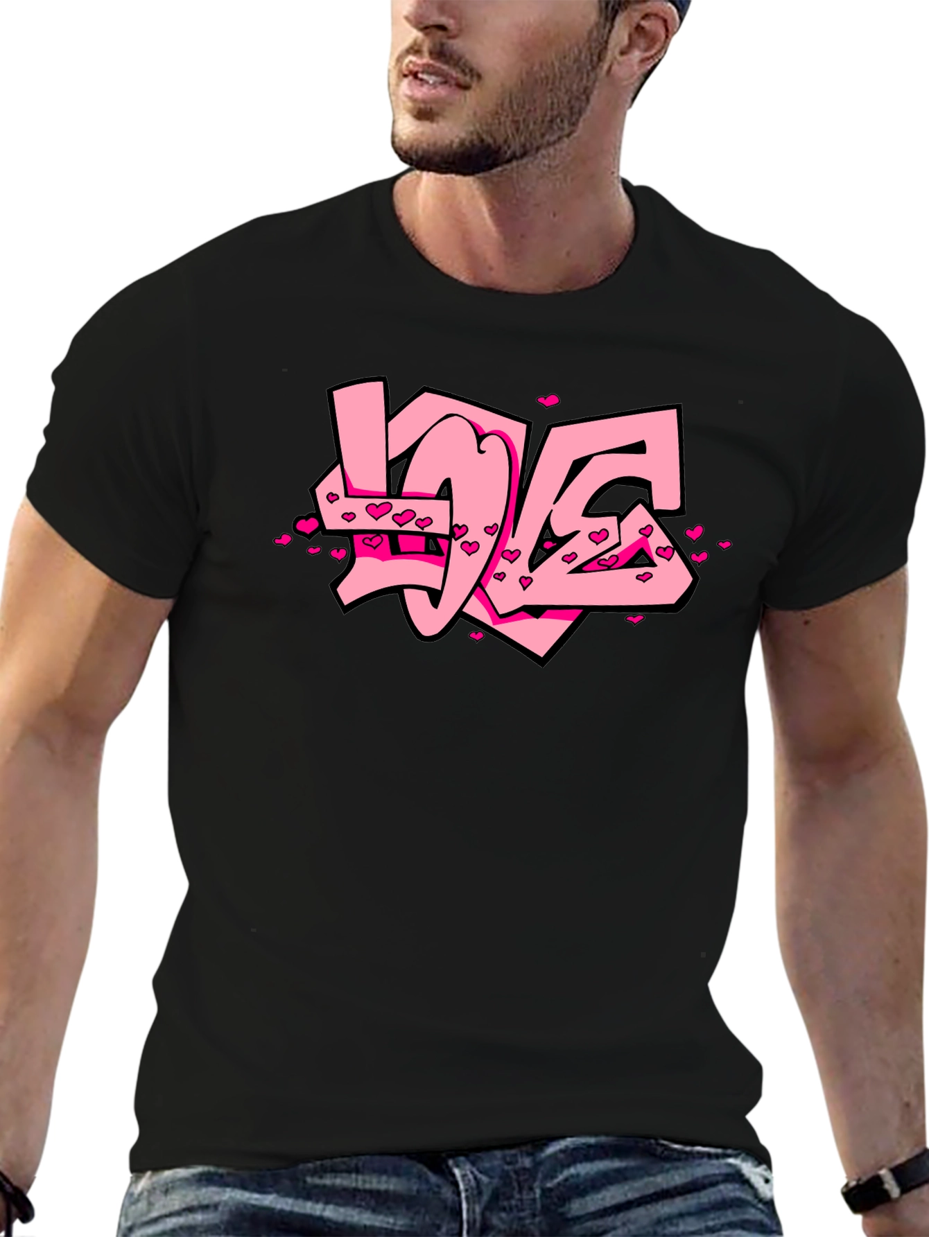 Love Graffiti Black T-Shirt Valentines Day Gift