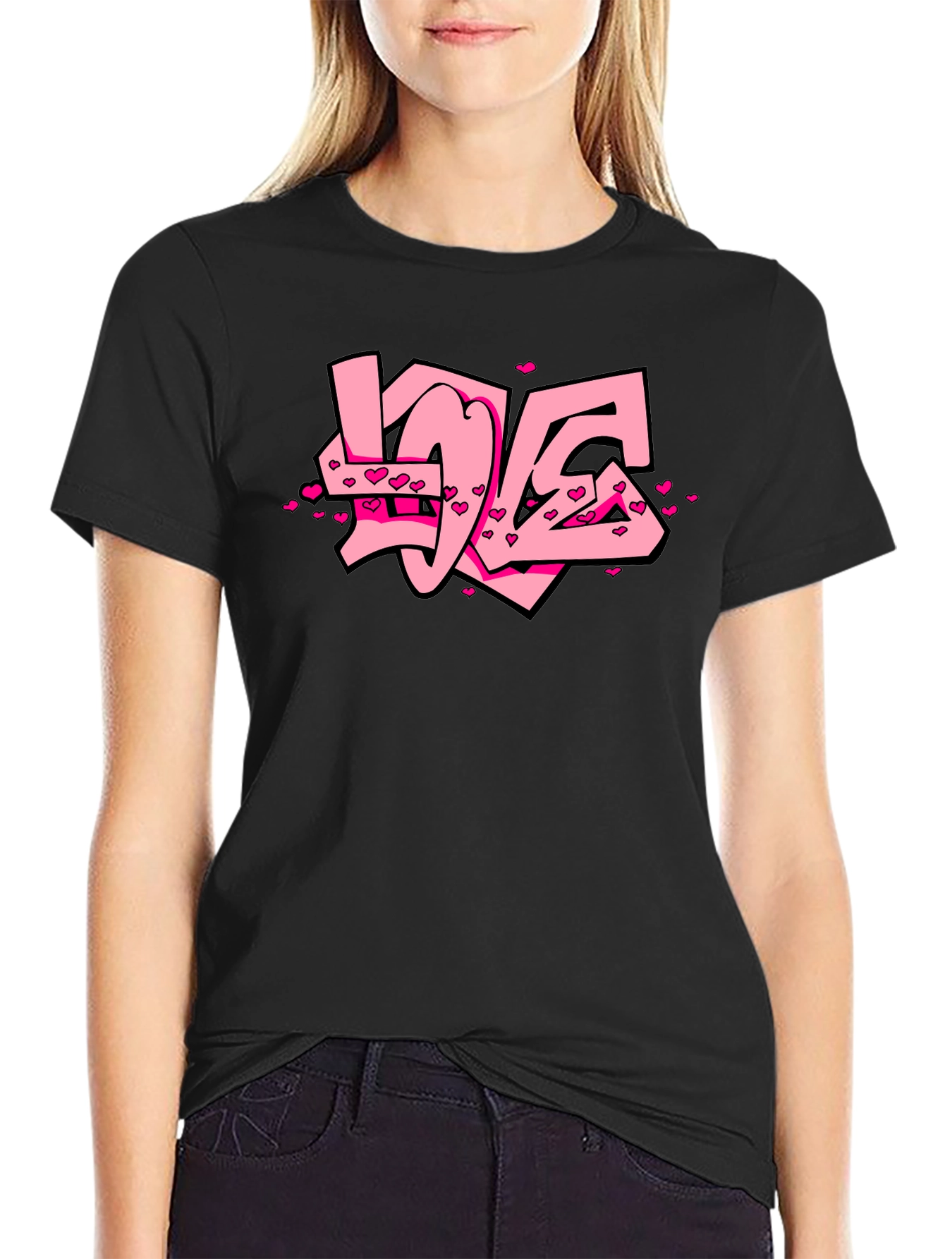 Love Graffiti Black T-Shirt Valentines Day Gift