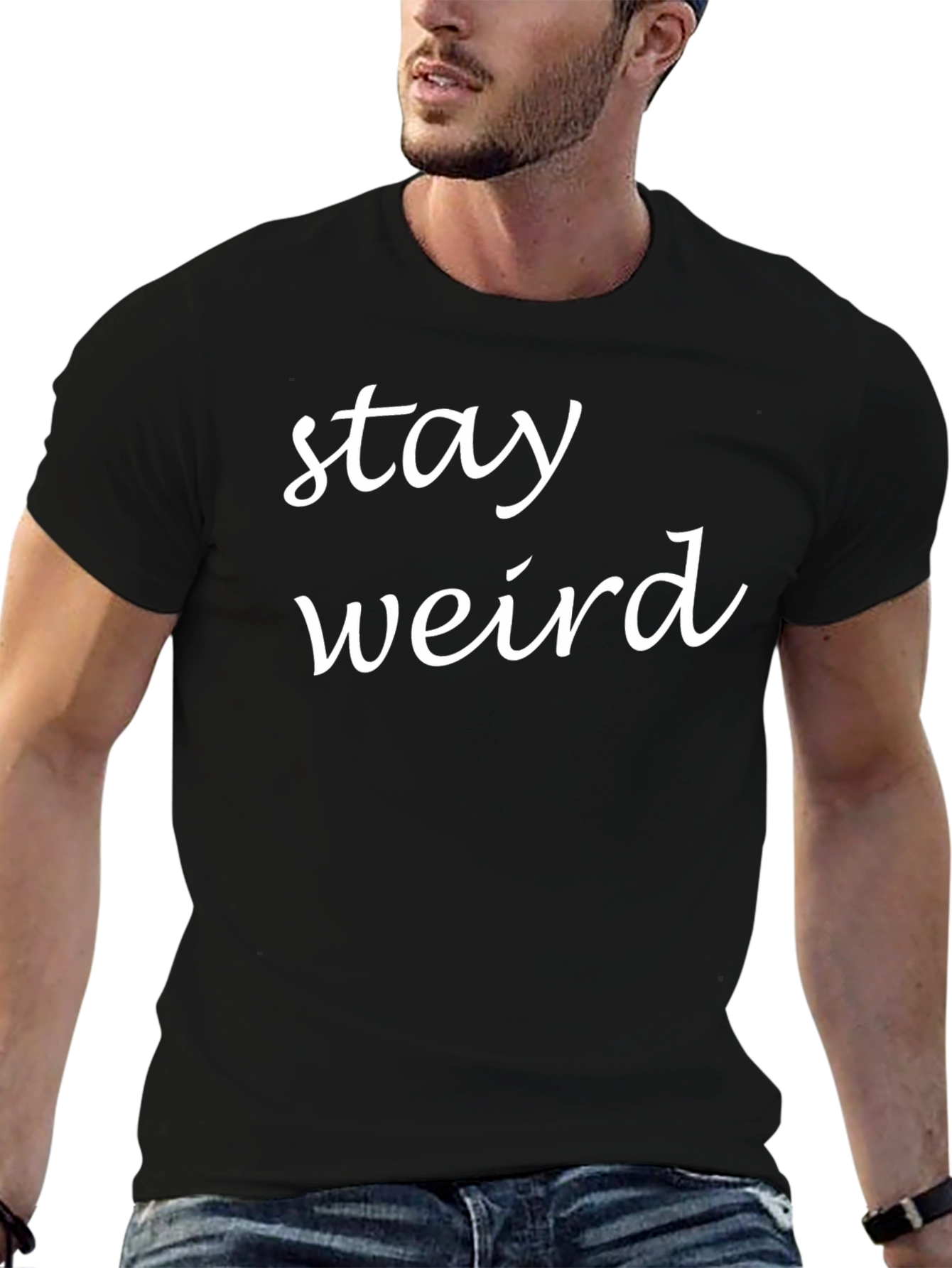 Stay Weird Graphic Tee - Soft Cotton Black T-Shirt