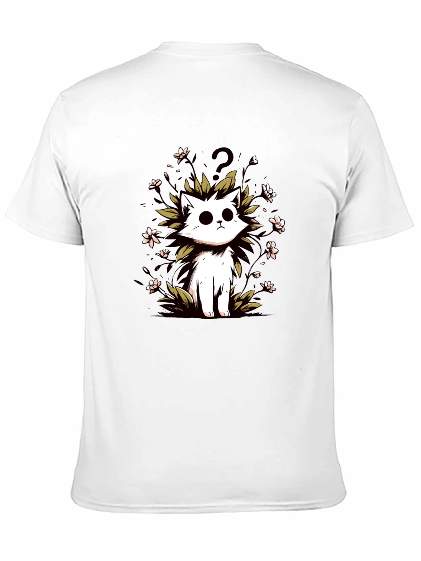 Curious Cat Graphic Tee - Black Cotton T-Shirt