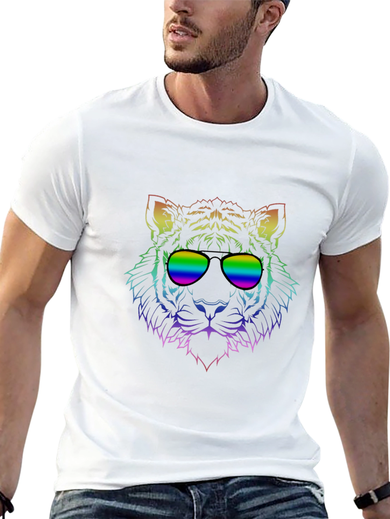 Rainbow Tiger T-Shirt: Cool Cat Tee