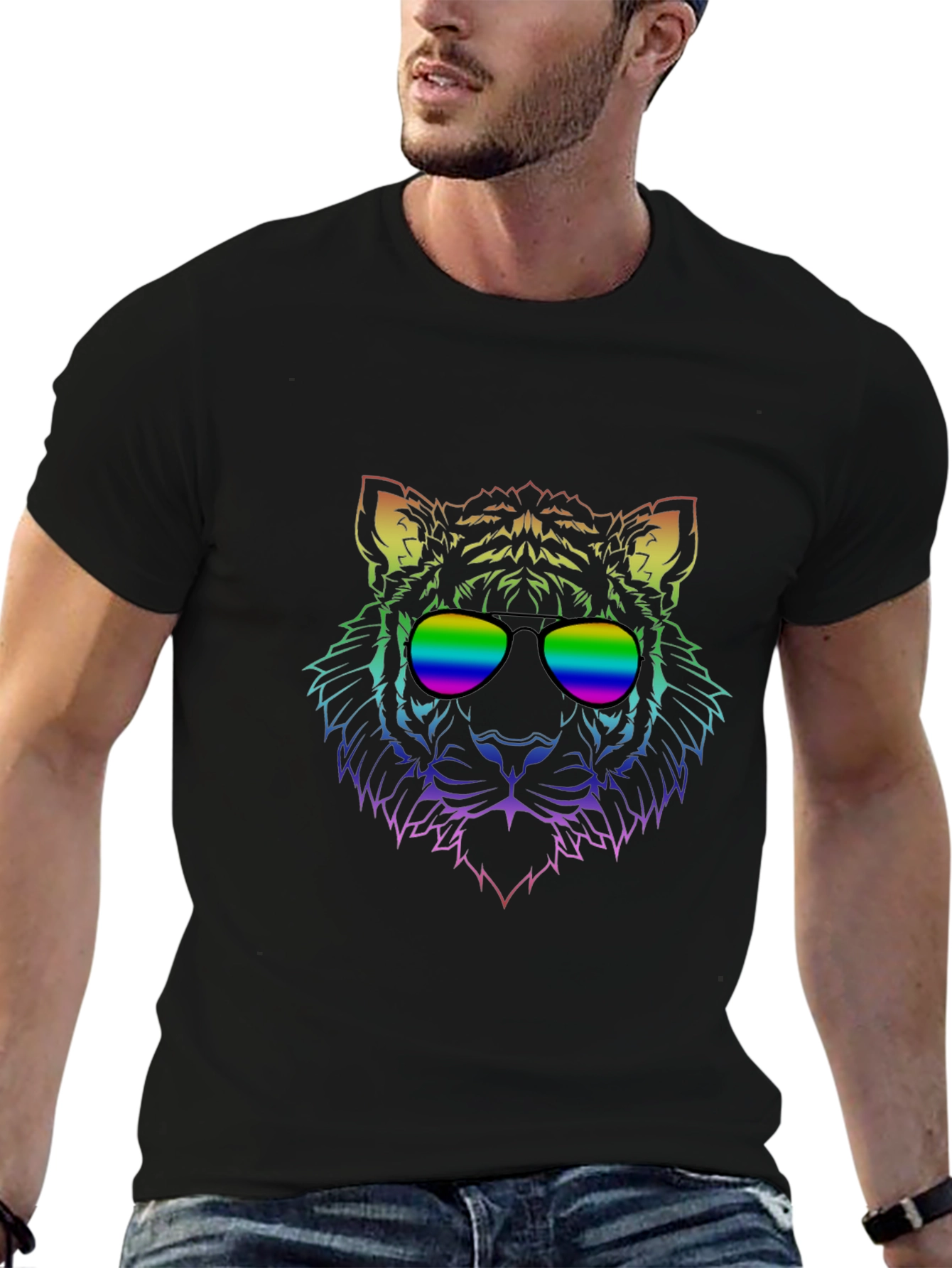 Rainbow Tiger T-Shirt: Cool Cat Tee