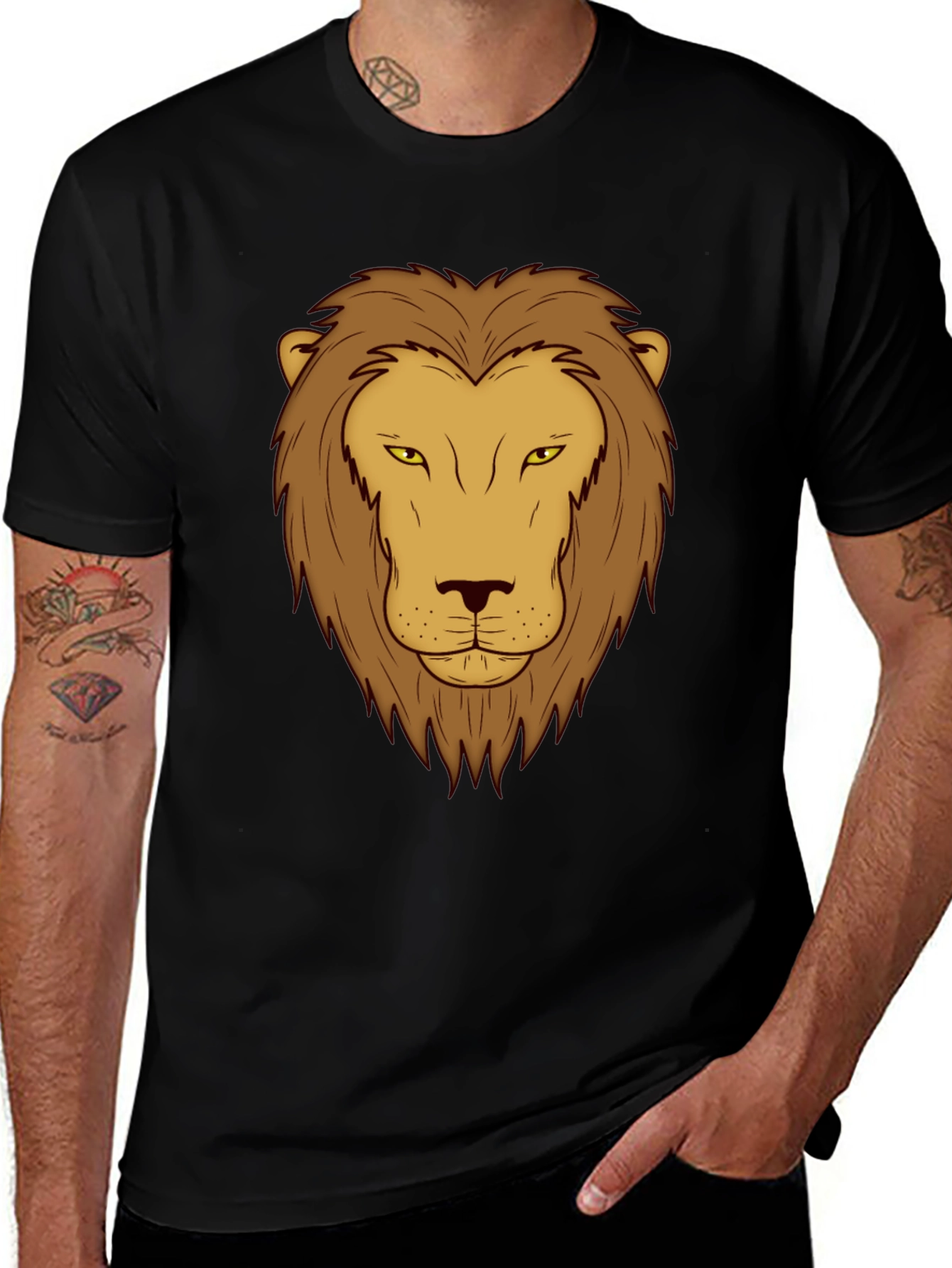 Lion Graphic Print T-Shirt - Black