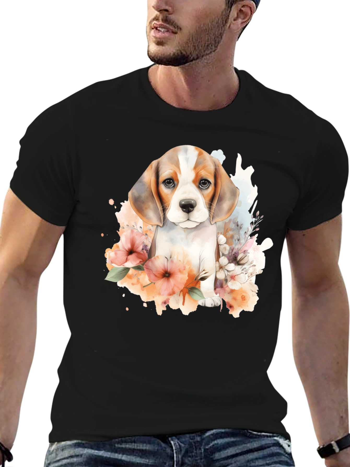 Beagle Puppy Floral T-Shirt