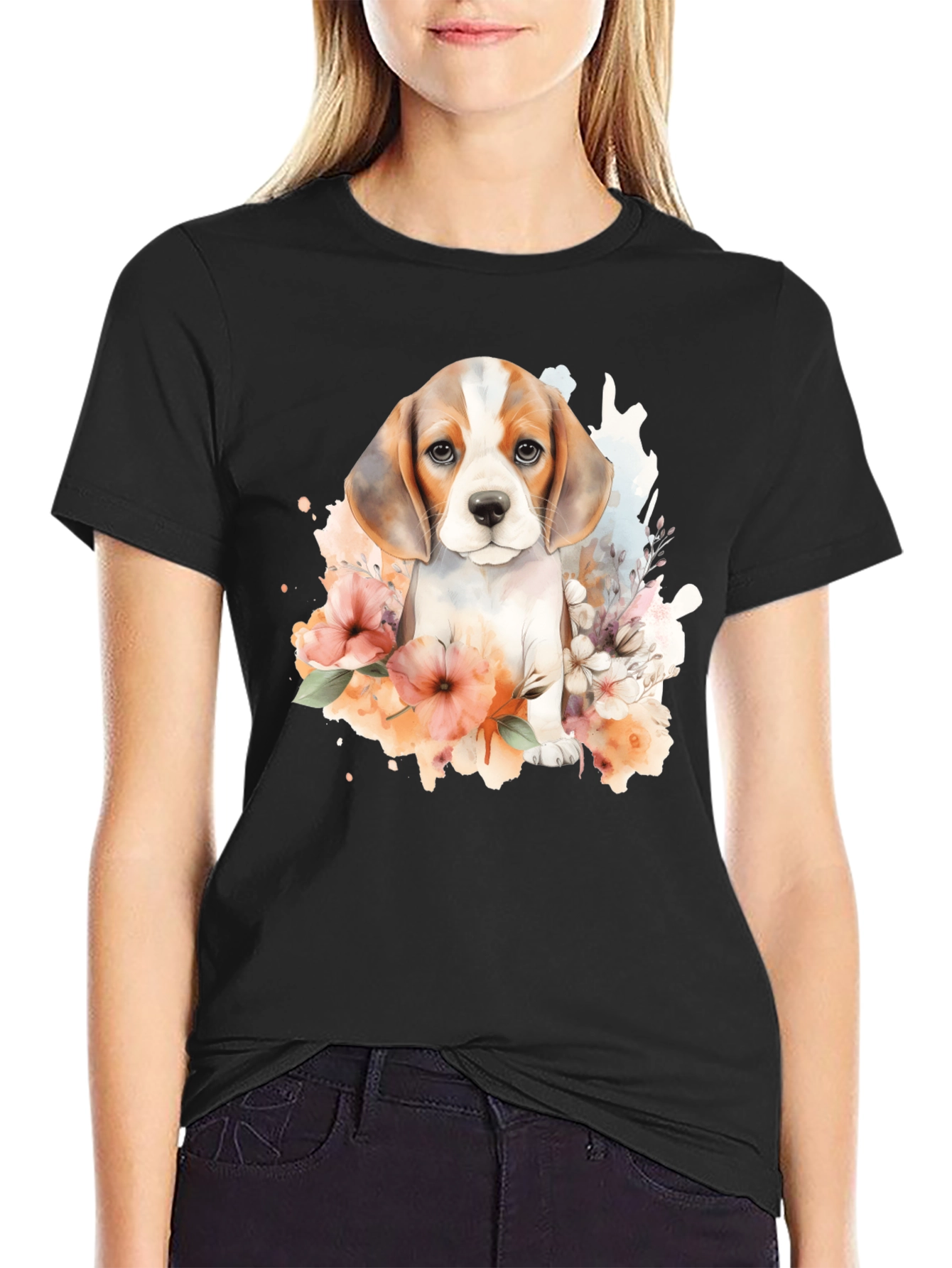 Beagle Puppy Floral T-Shirt