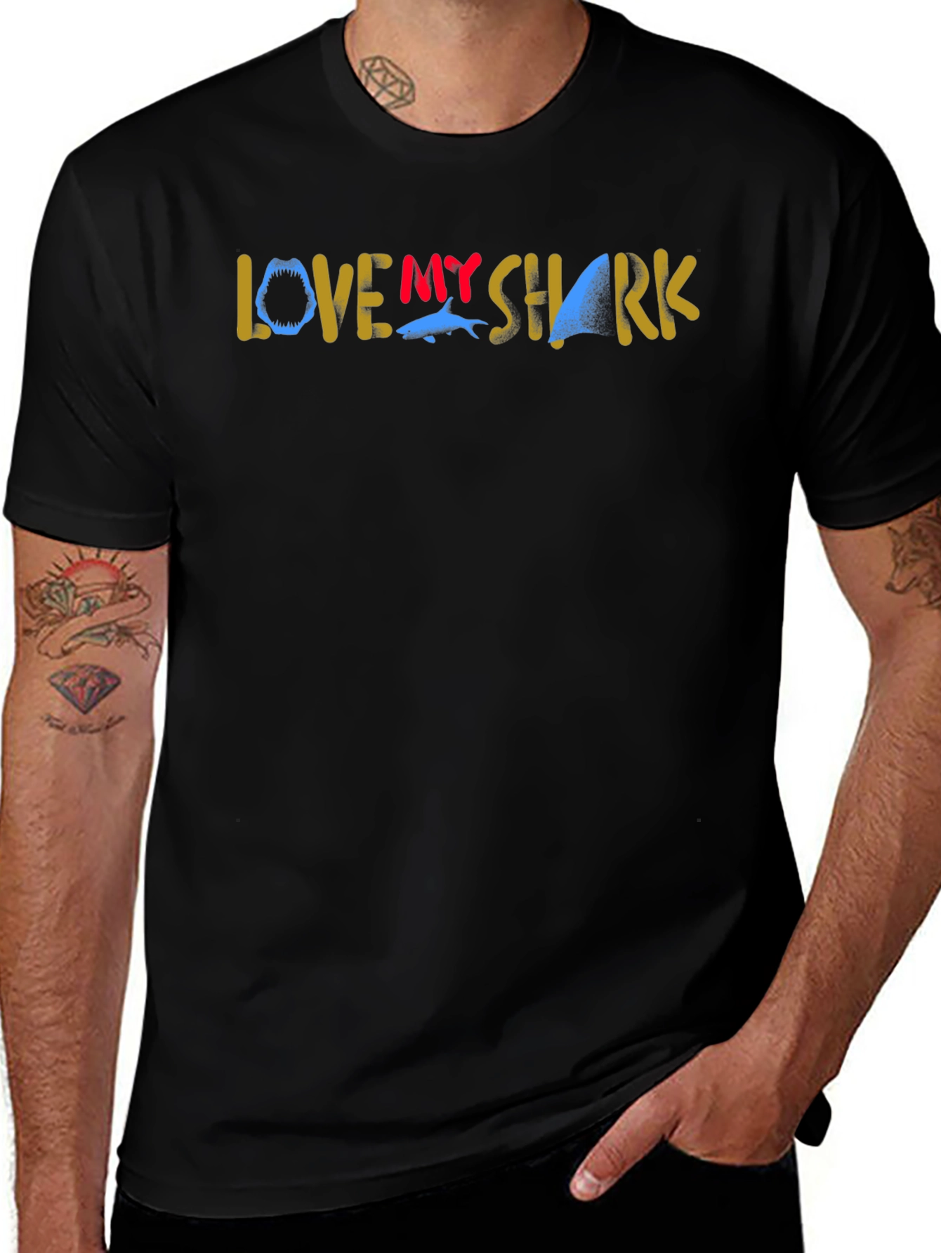 Love My Shark Graphic T-Shirt - Black