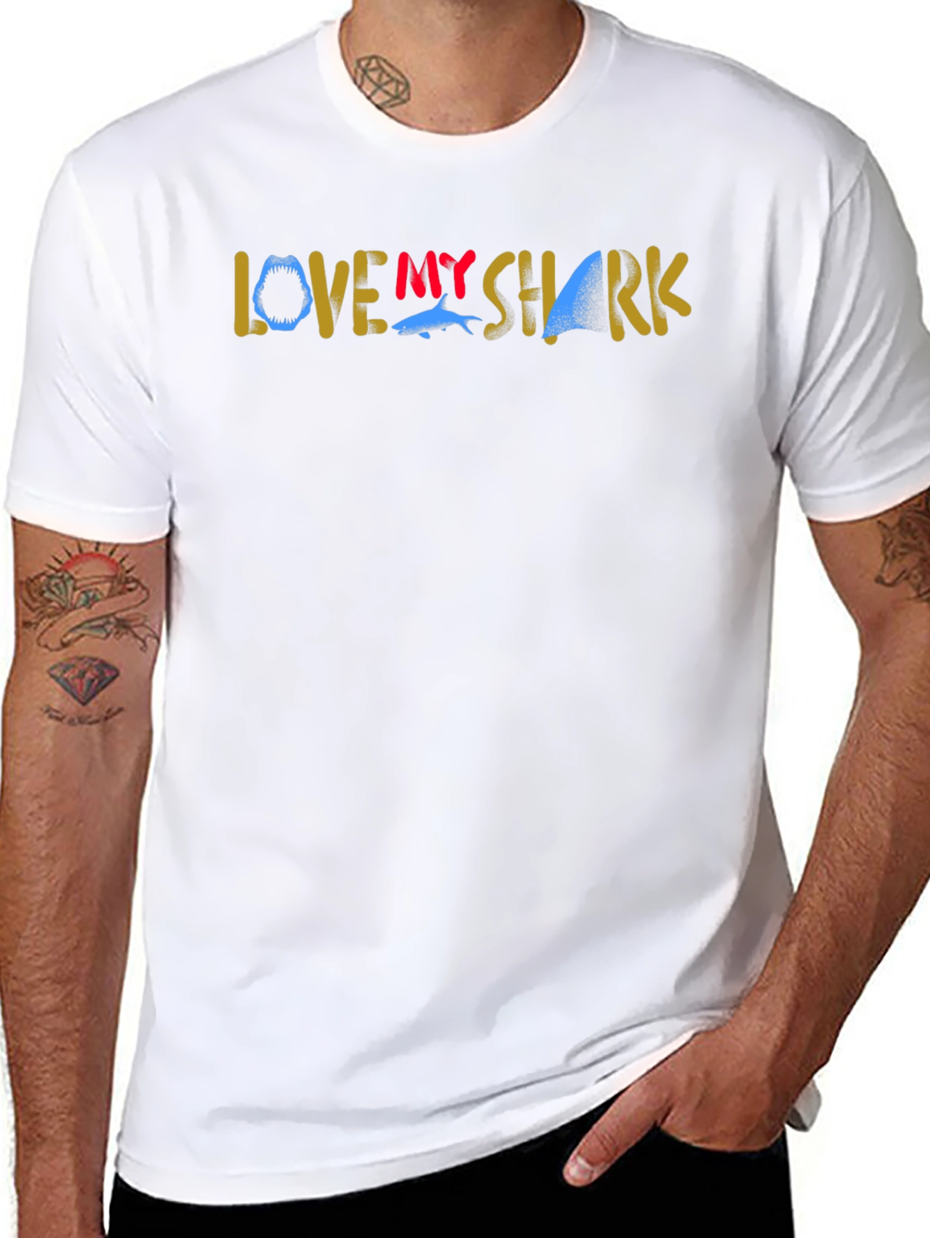 Love My Shark Graphic T-Shirt - Black