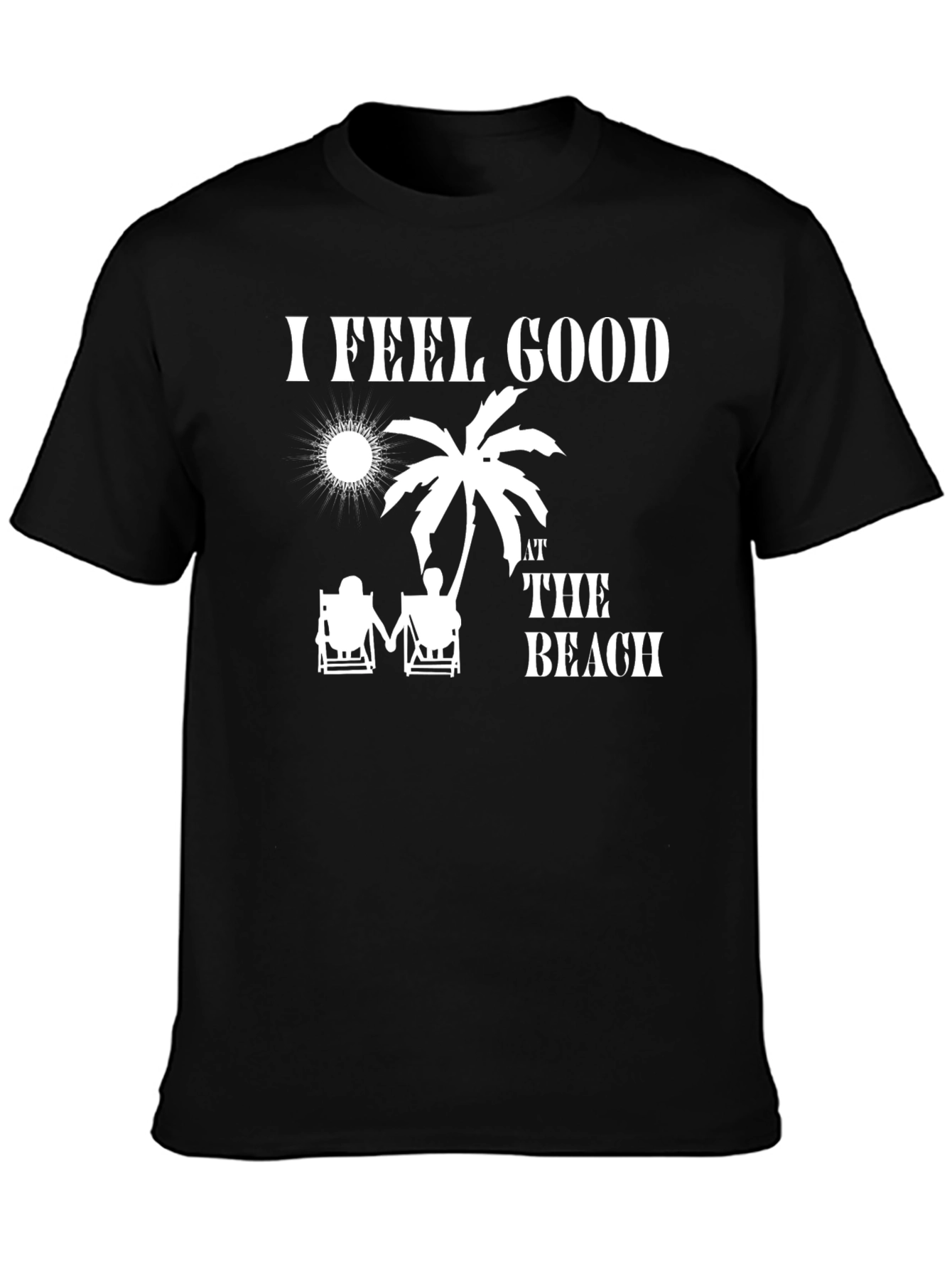 I Feel Good at The Beach Black T-Shirt