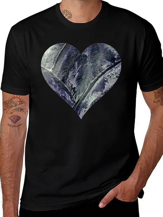 Heart Print Mens Black T-Shirt