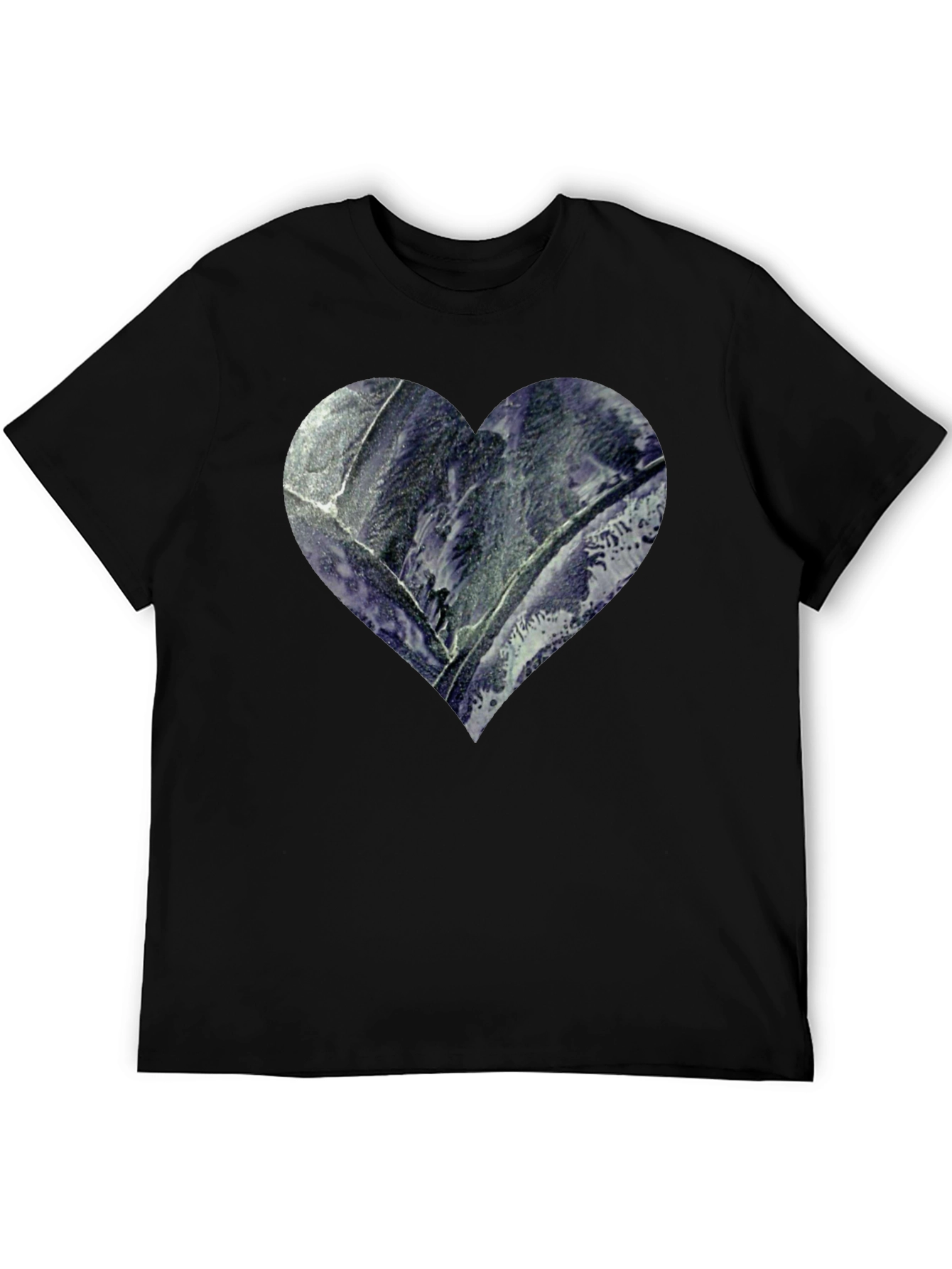 Heart Print Mens Black T-Shirt