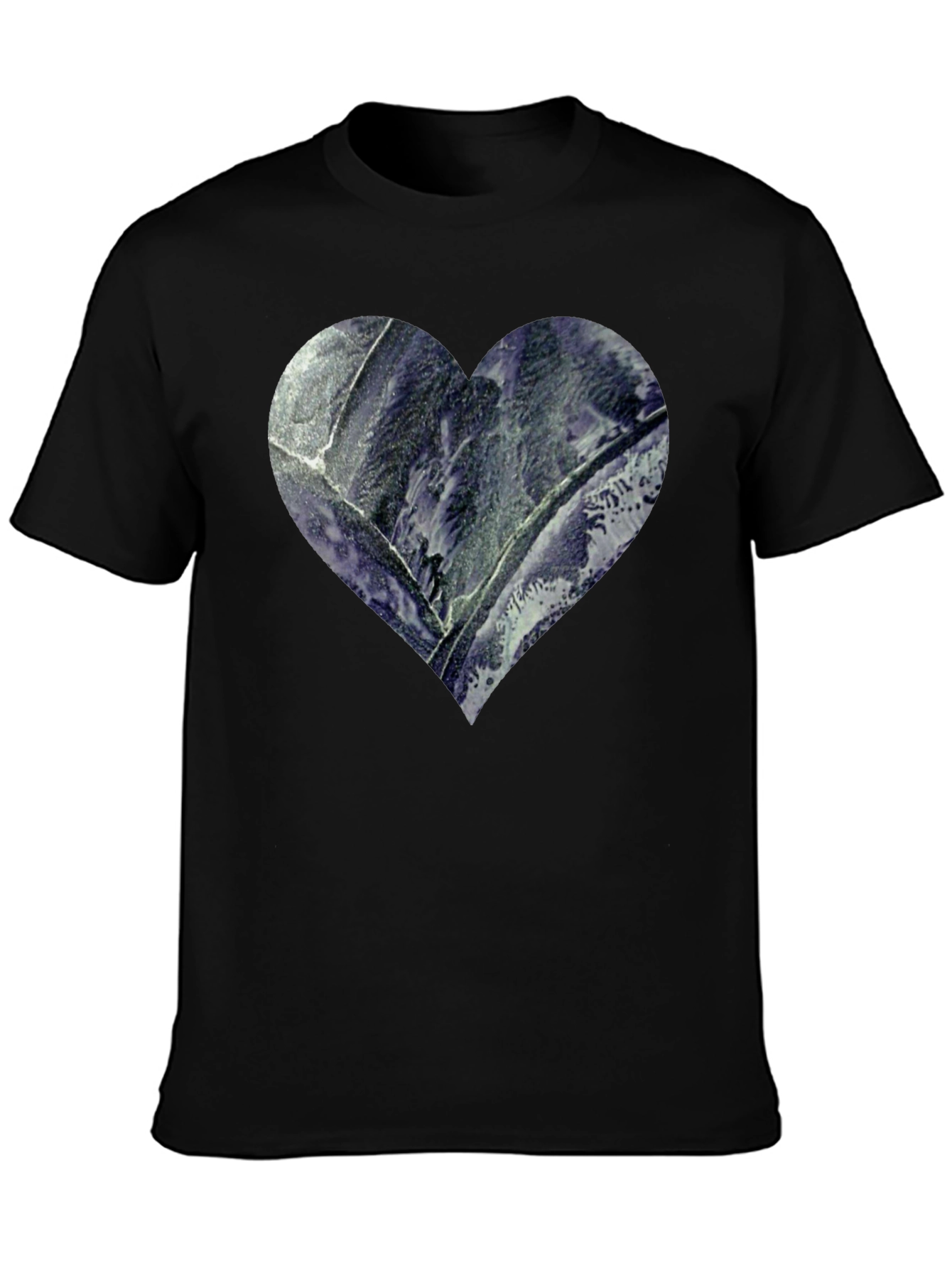 Heart Print Mens Black T-Shirt