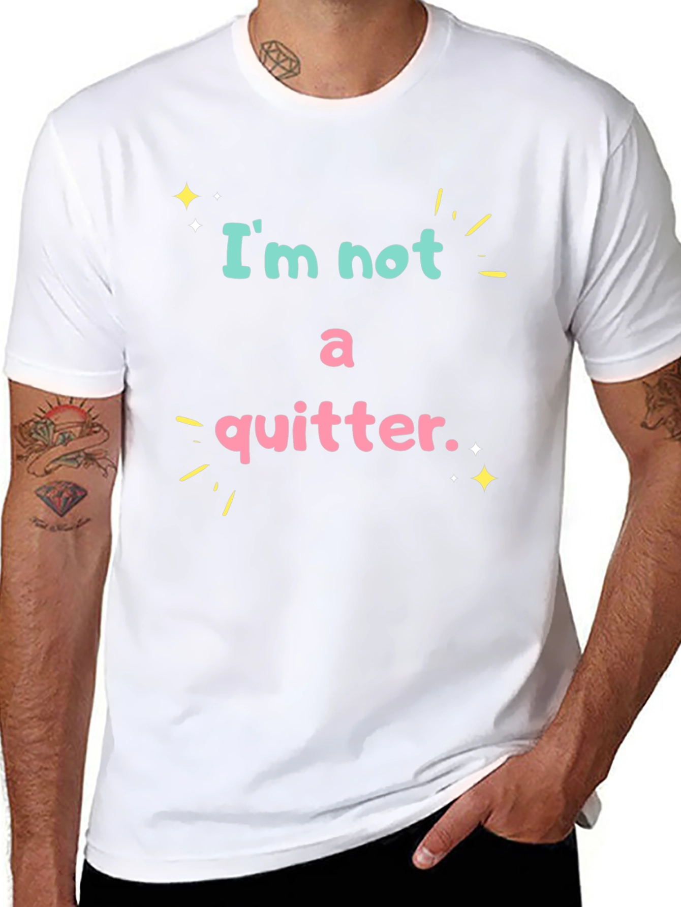 Im Not A Quitter Black Graphic T-Shirt