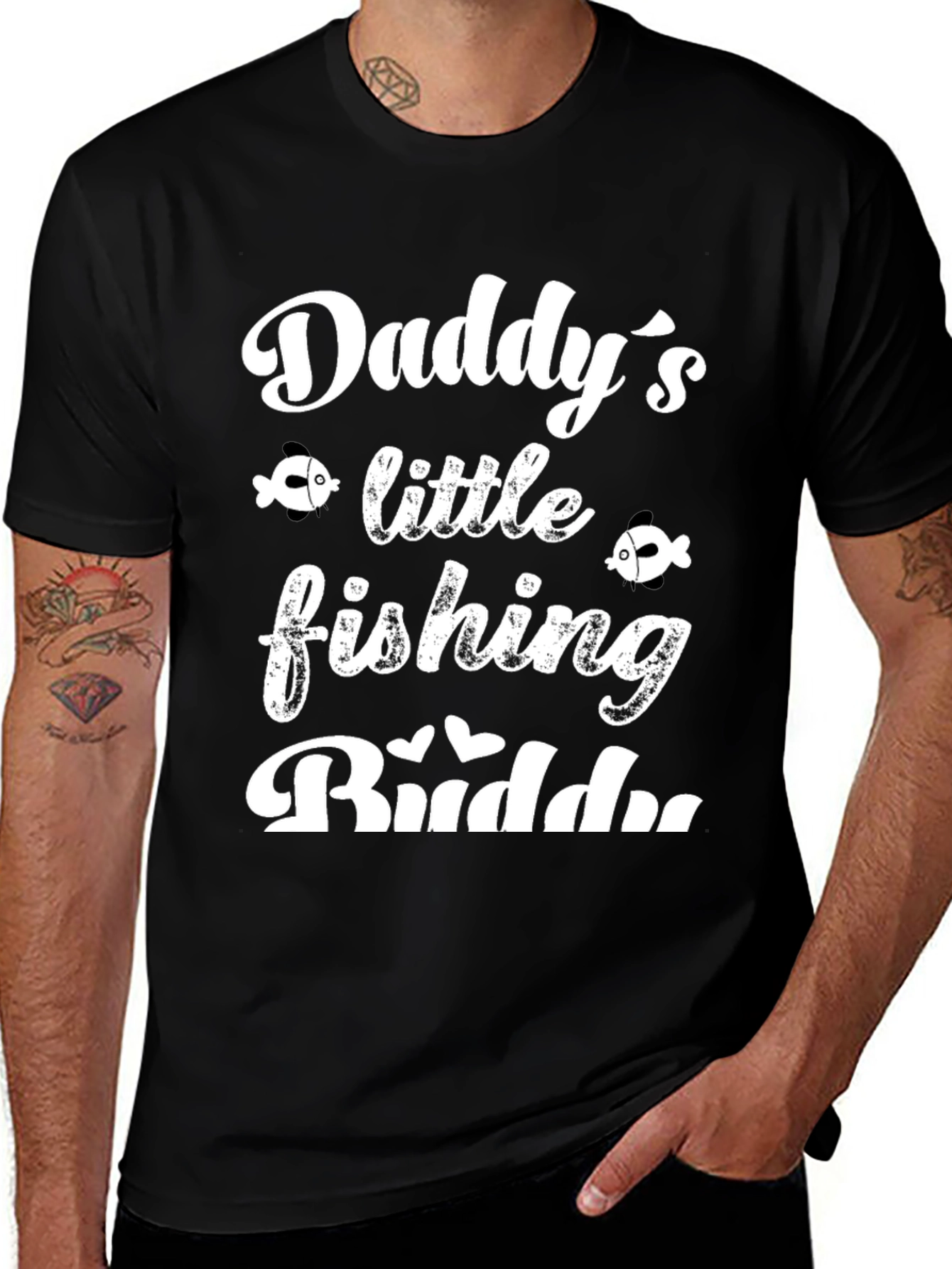 Daddys Little Fishing Buddy Black Graphic Tee
