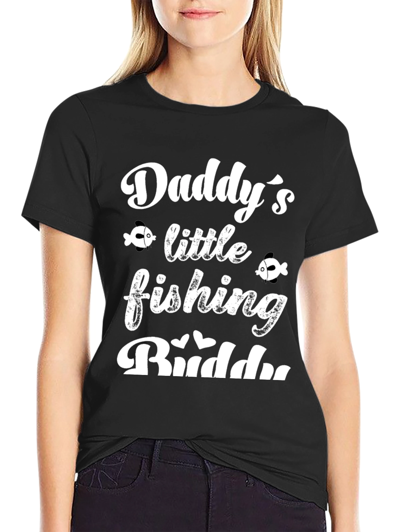 Daddys Little Fishing Buddy Black Graphic Tee