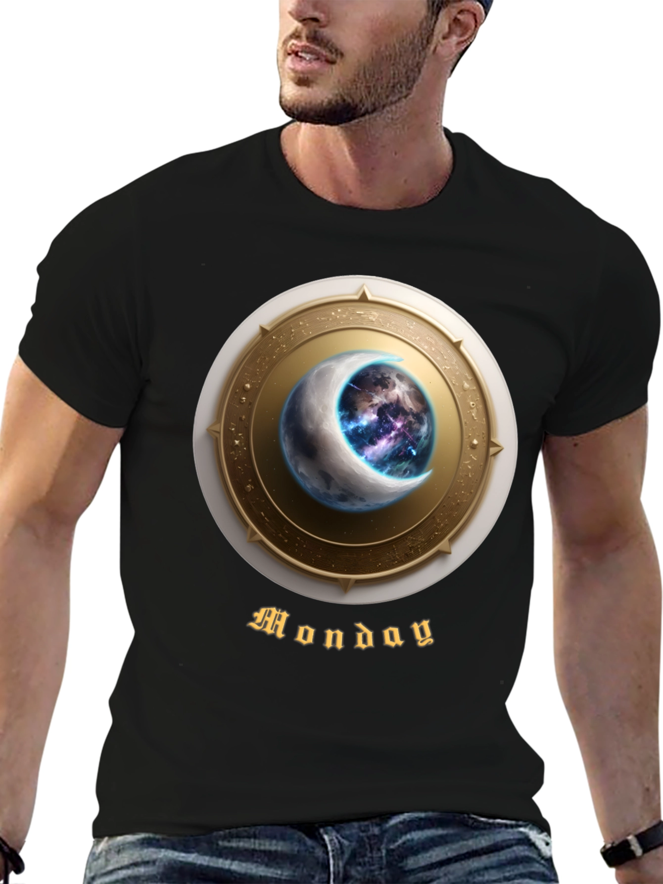 Monday Moon Graphic T-Shirt - Celestial Design