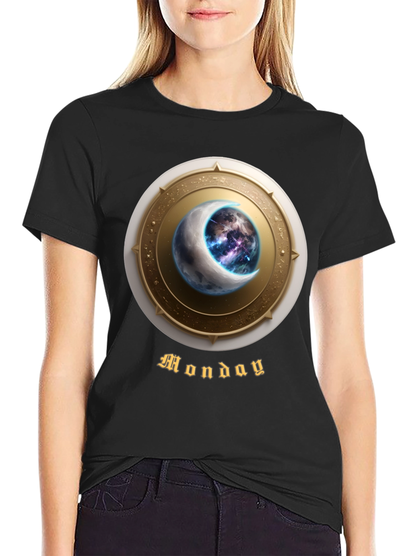 Monday Moon Graphic T-Shirt - Celestial Design