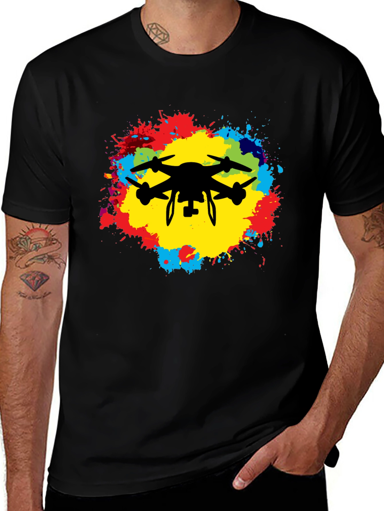 Drone Silhouette Splash T-Shirt