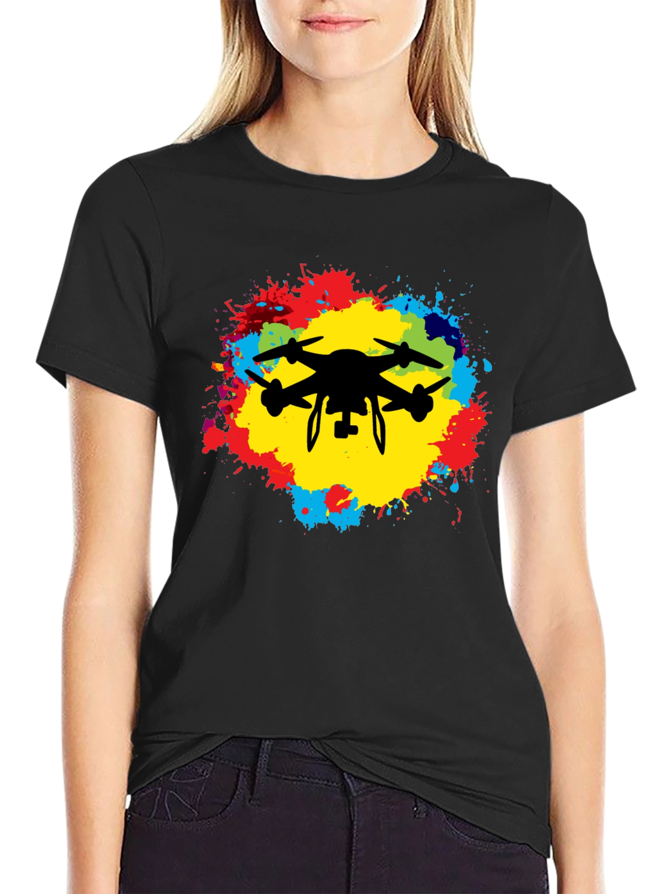 Drone Silhouette Splash T-Shirt
