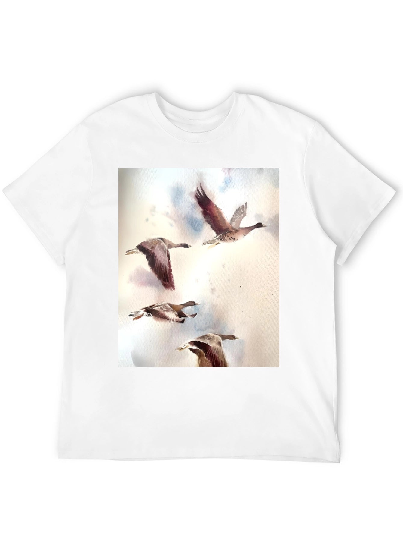 Watercolor Ducks Black T-Shirt
