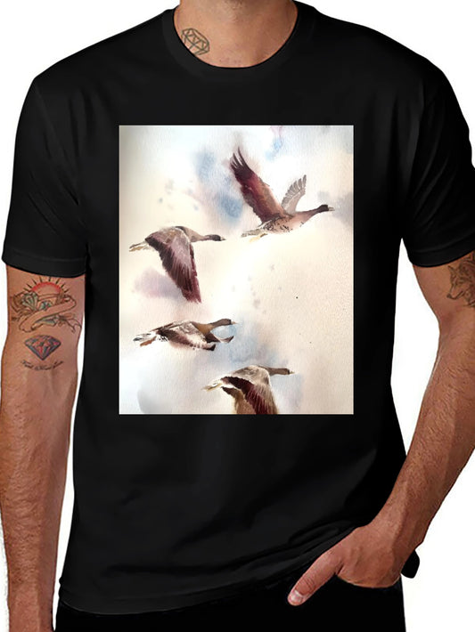 Watercolor Ducks Black T-Shirt