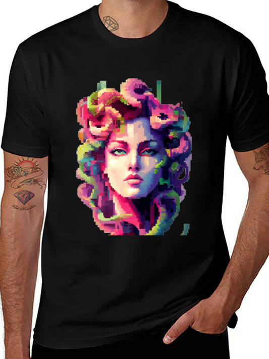 Medusa Pixel Art Graphic Tee