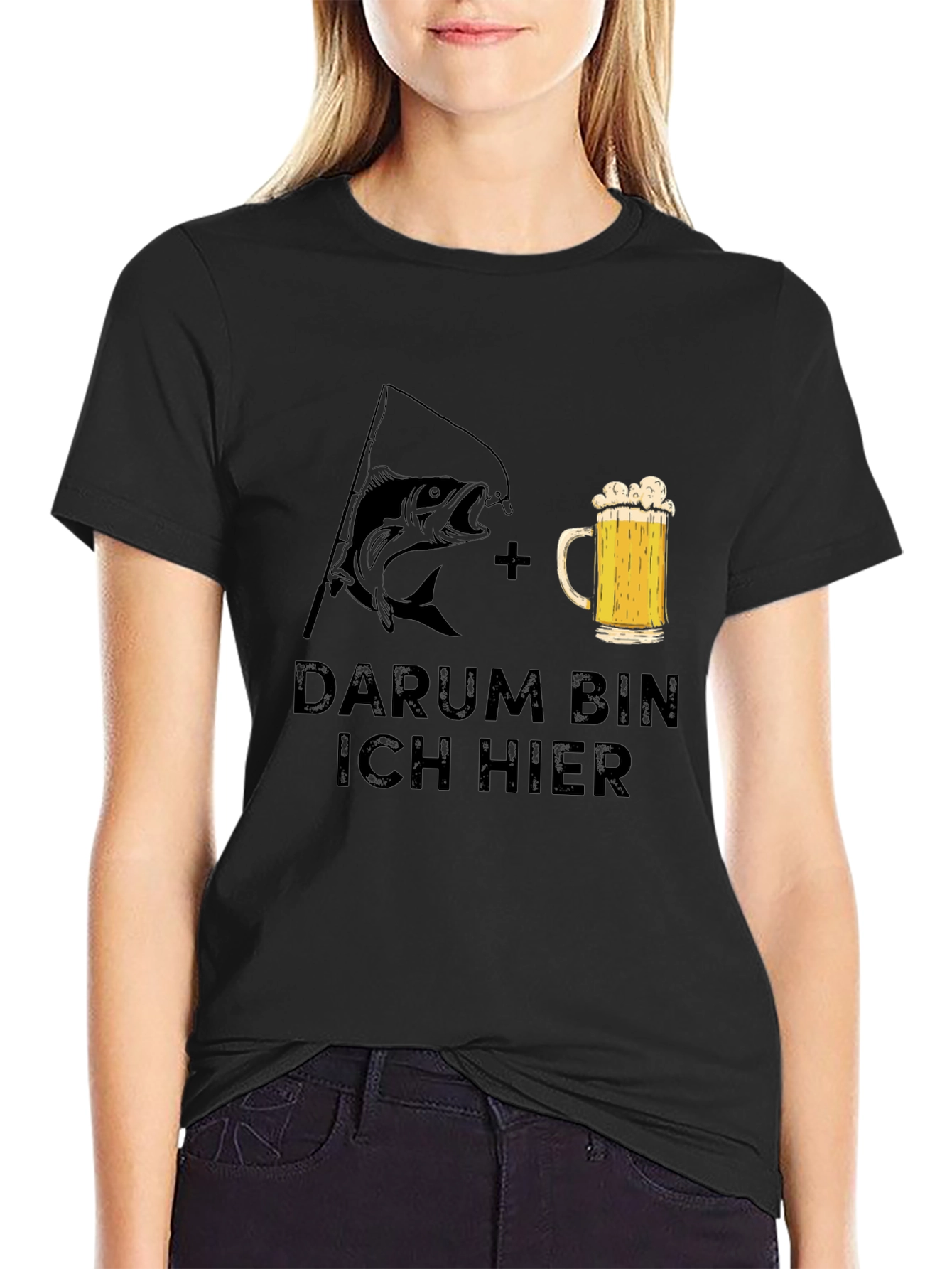 Fishing & Beer T-Shirt - Darum Bin Ich Hier