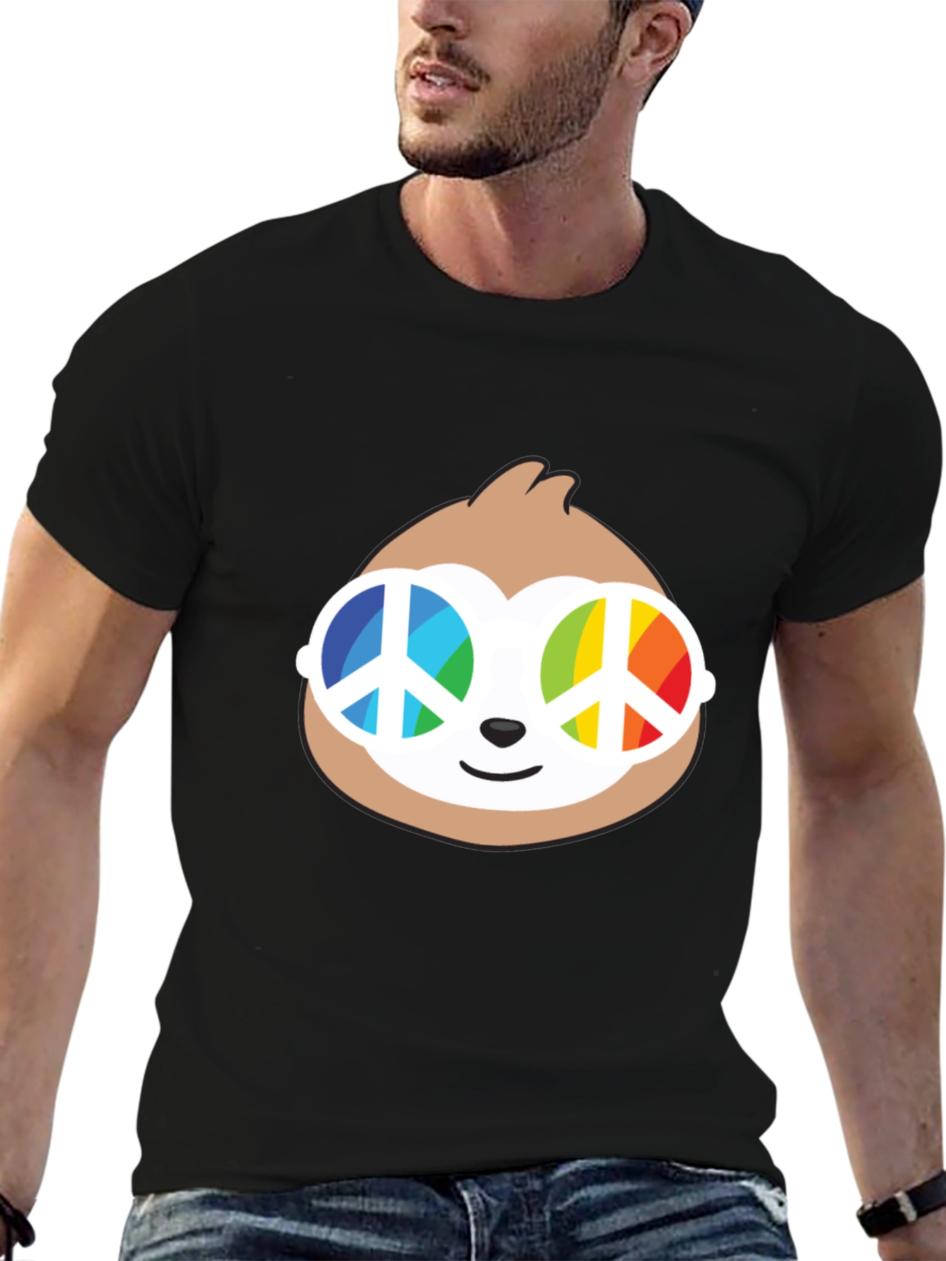Sloth with Peace Sign Sunglasses T-Shirt