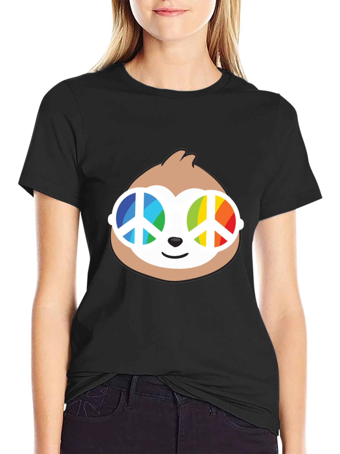 Sloth with Peace Sign Sunglasses T-Shirt