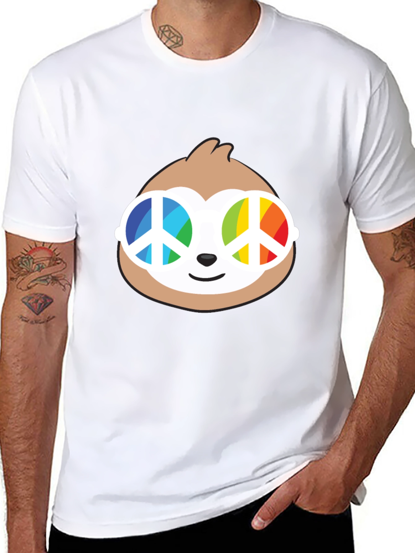 Sloth with Peace Sign Sunglasses T-Shirt