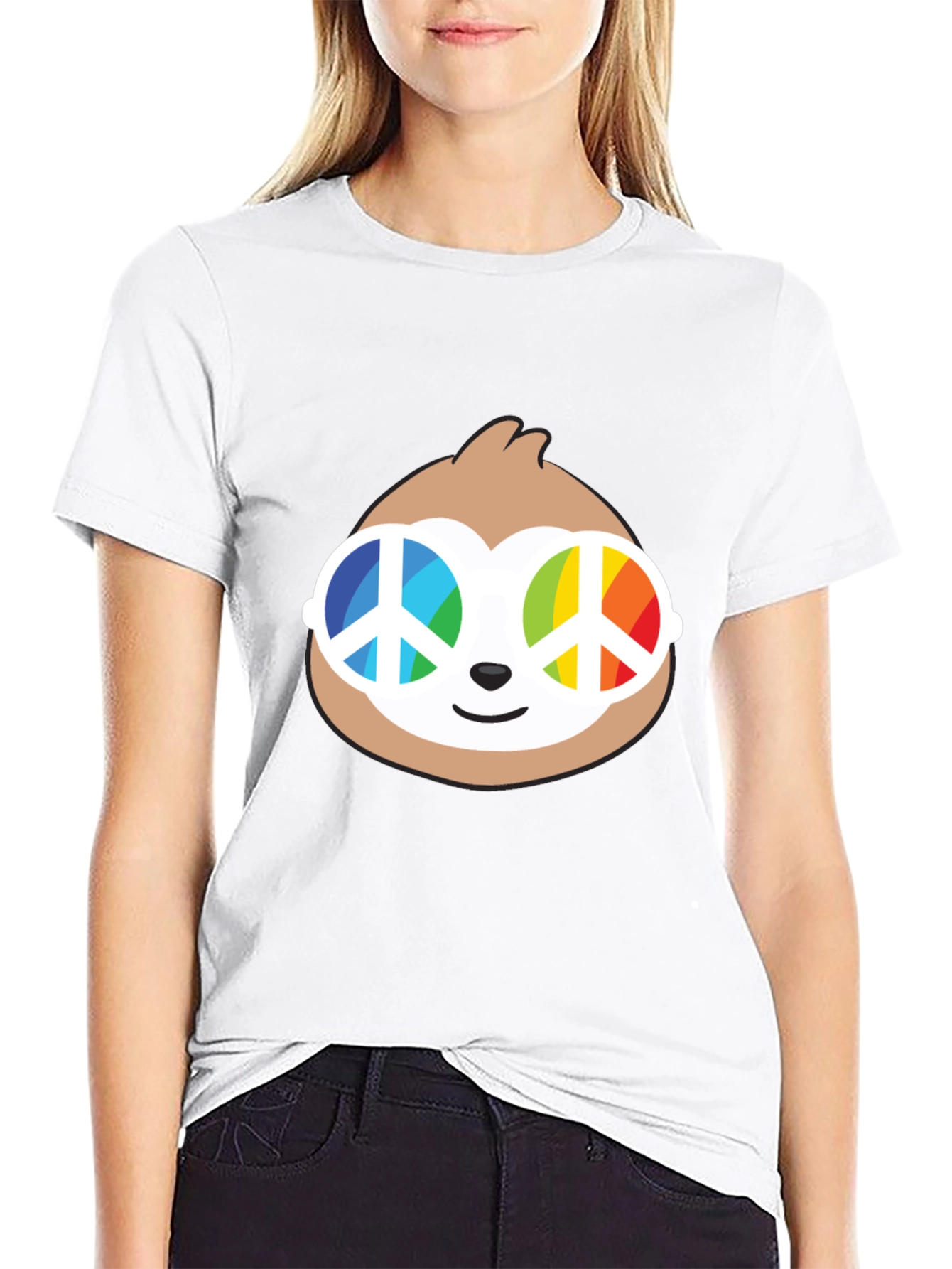 Sloth with Peace Sign Sunglasses T-Shirt