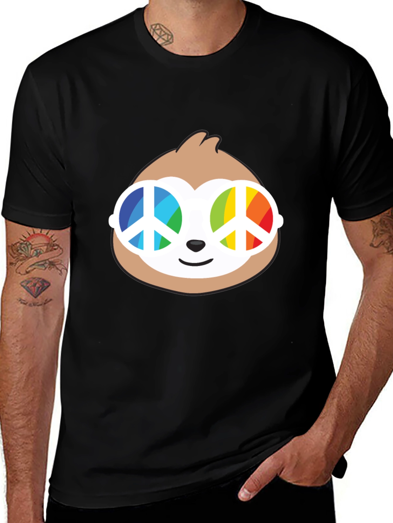 Sloth with Peace Sign Sunglasses T-Shirt