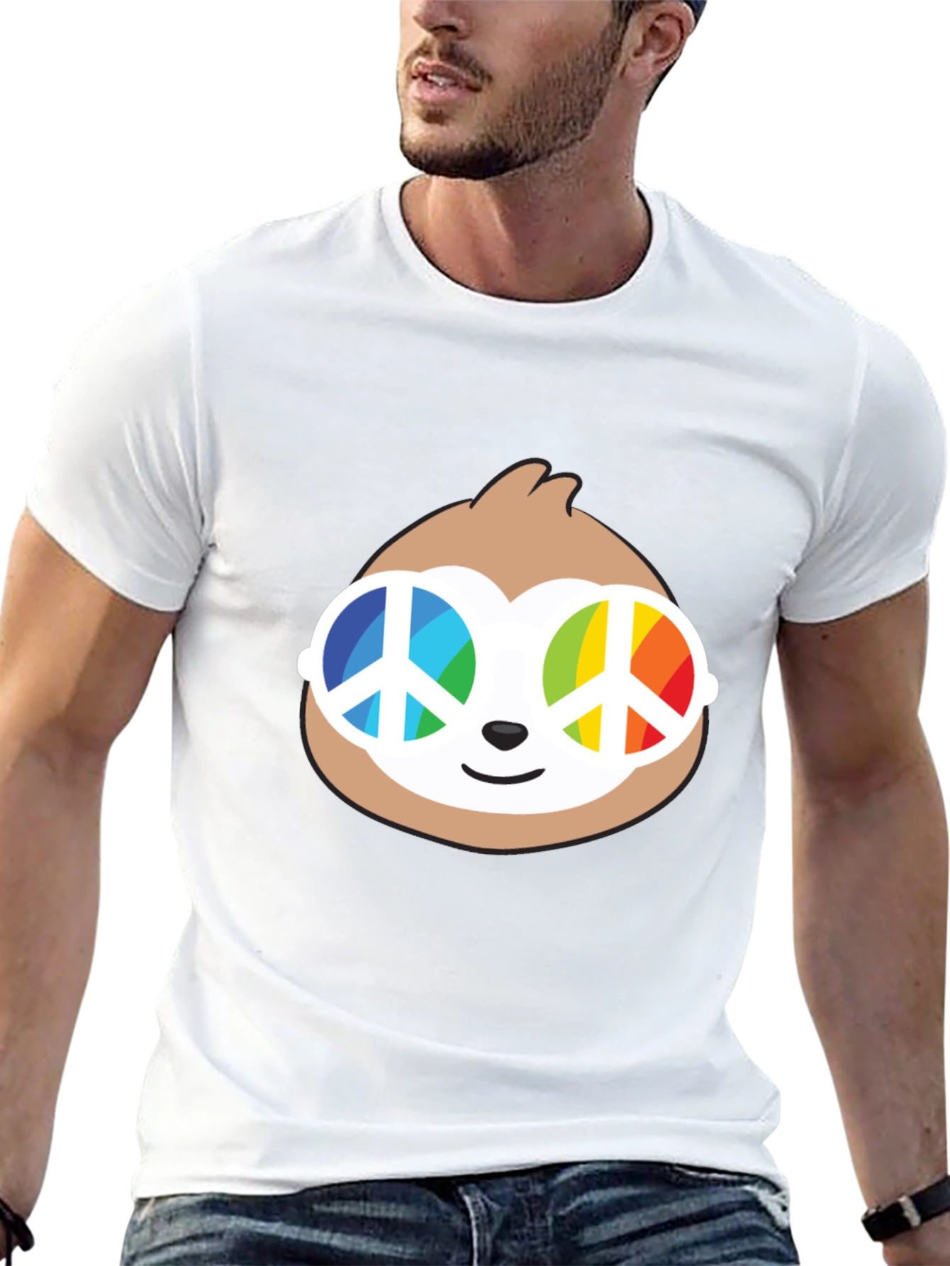 Sloth with Peace Sign Sunglasses T-Shirt