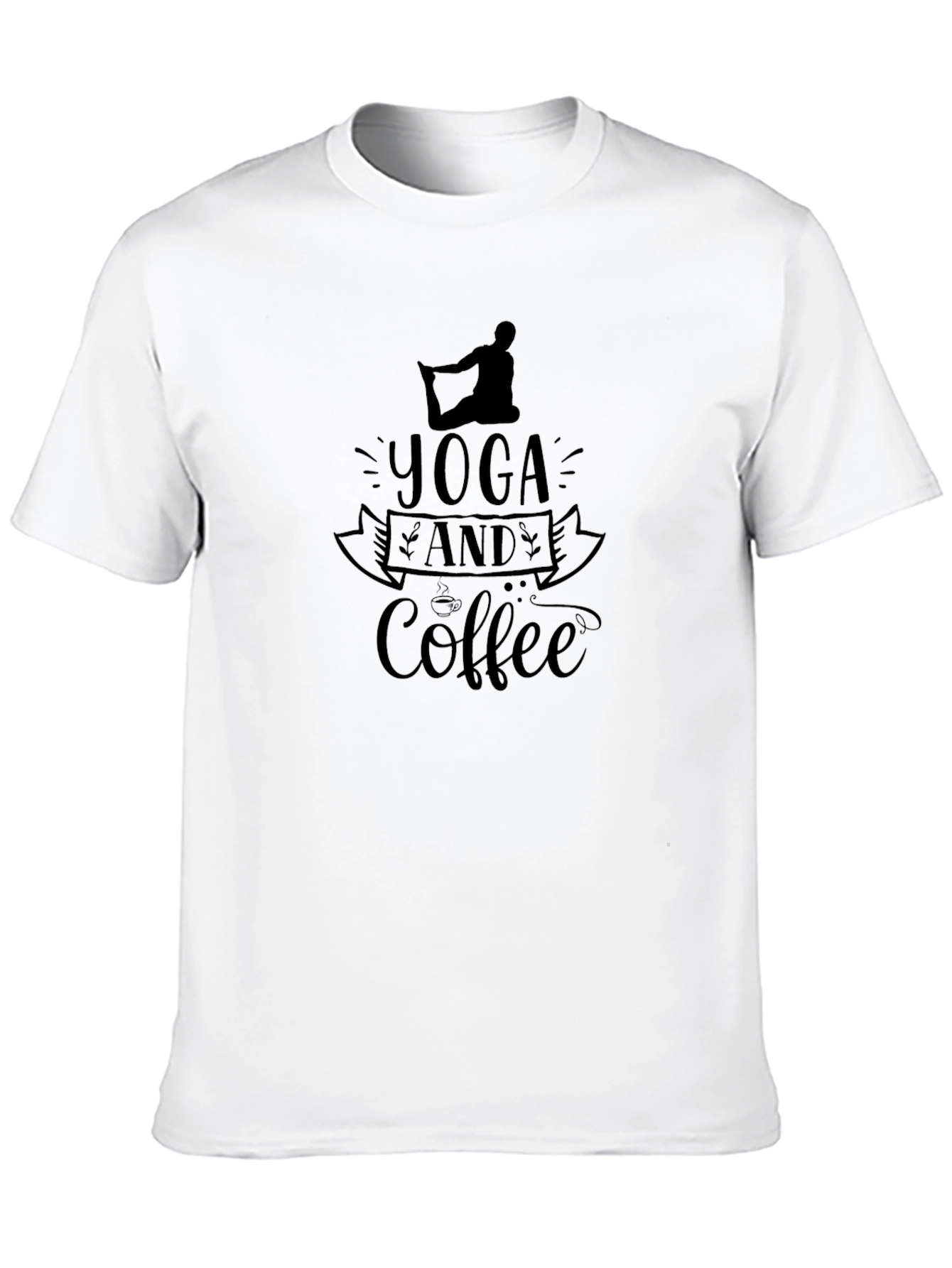Yoga and Coffee Graphic Tee - Black Cotton Blend